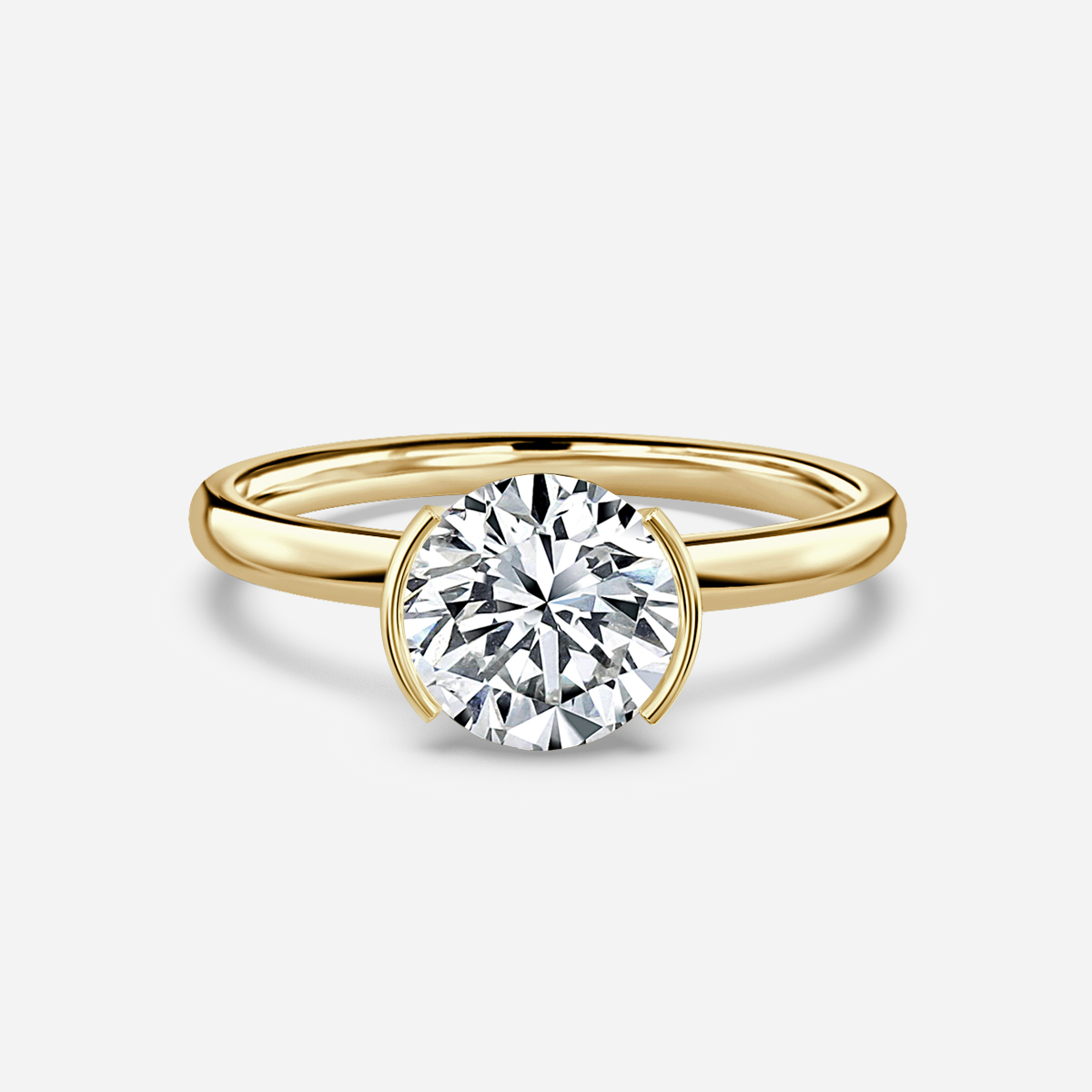 Avian Yellow Gold Bezel Set Modern Engagement Ring