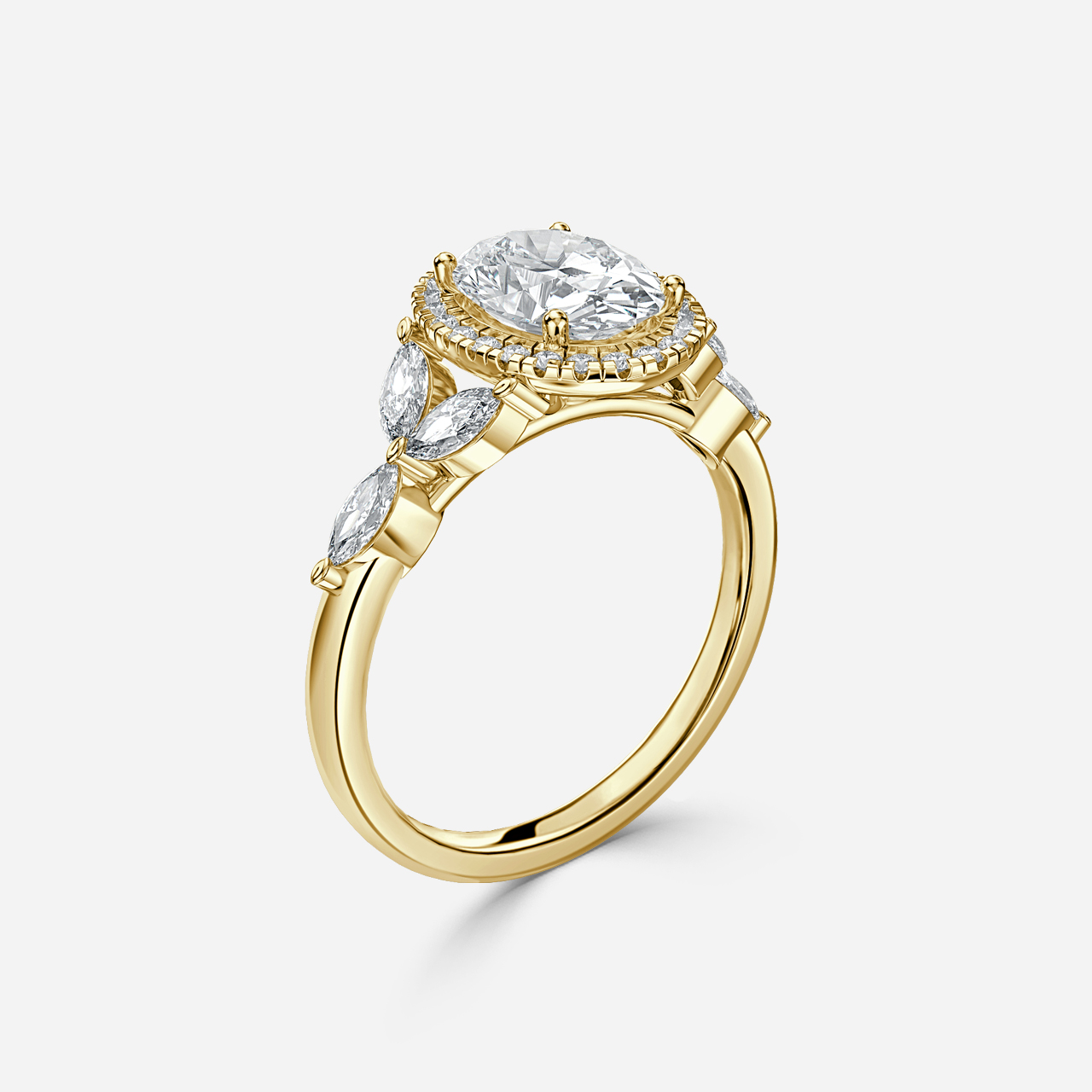 Elizabeth Yellow Gold Halo Engagement Ring