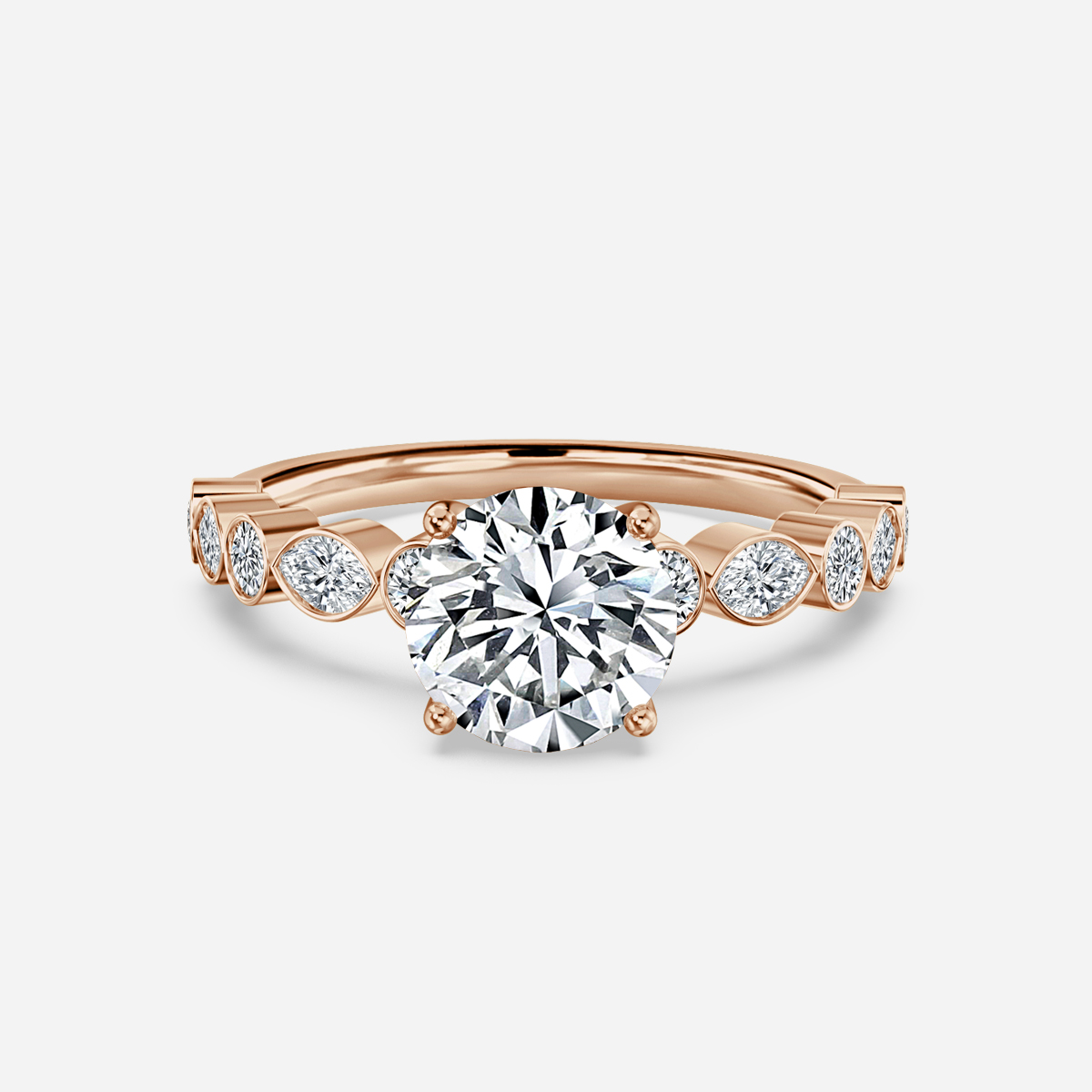Versailles Rose Gold Bezel Engagement Ring