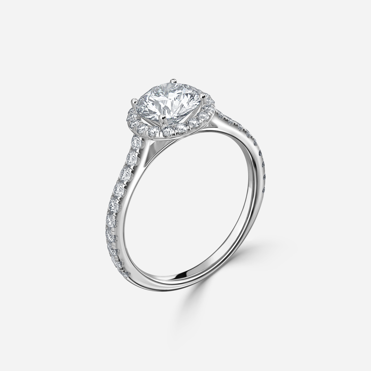 Maya Platinum Halo Engagement Ring