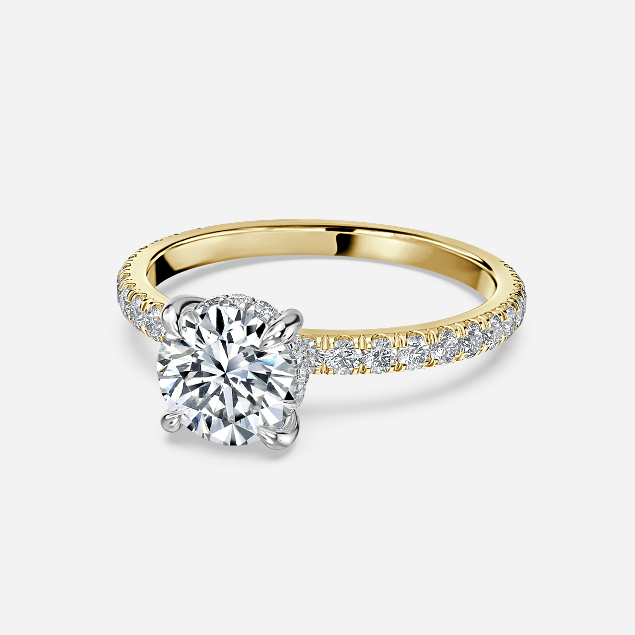 Two Tone Sadie Yellow Gold Dainty Engagement Ring