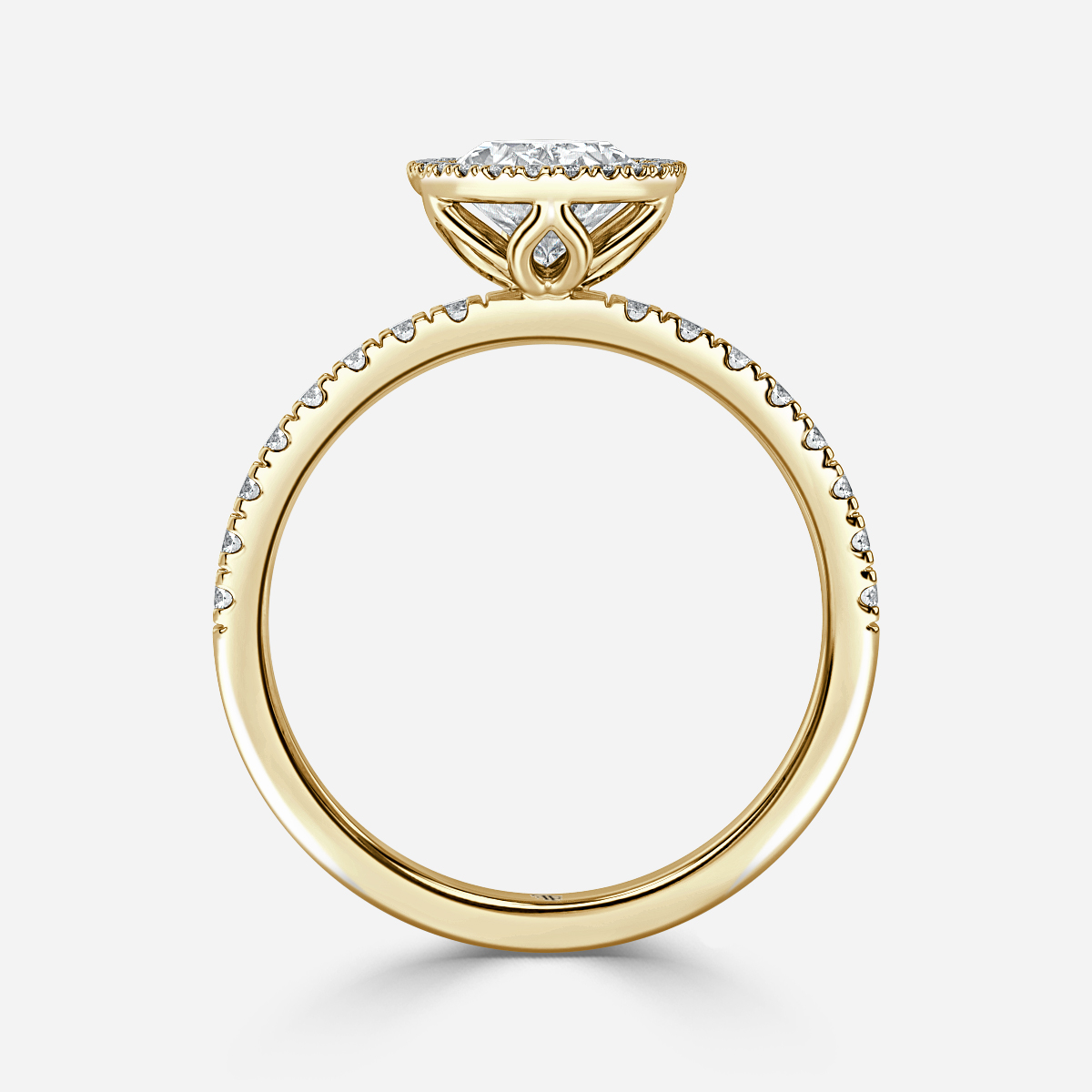 Lotus Yellow Gold Halo Engagement Ring