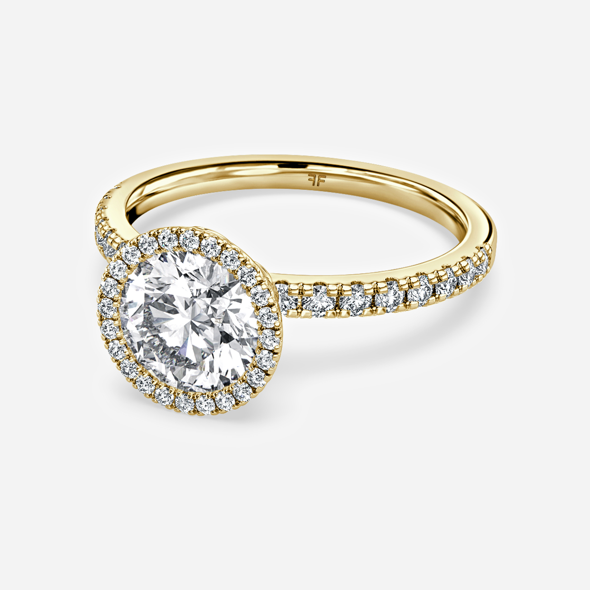 Lóis Yellow Gold Halo Engagement Ring