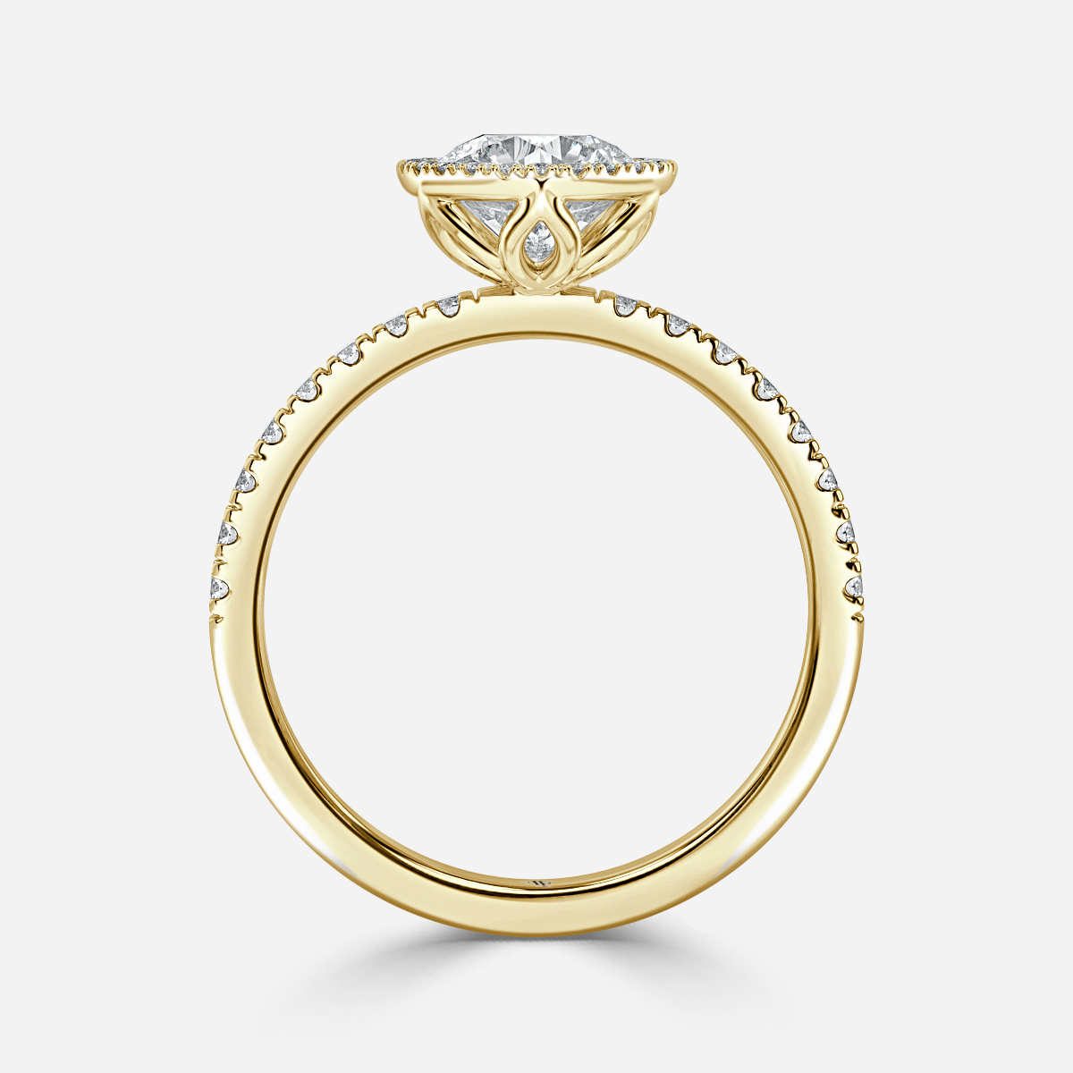 Lotus Yellow Gold Halo Engagement Ring