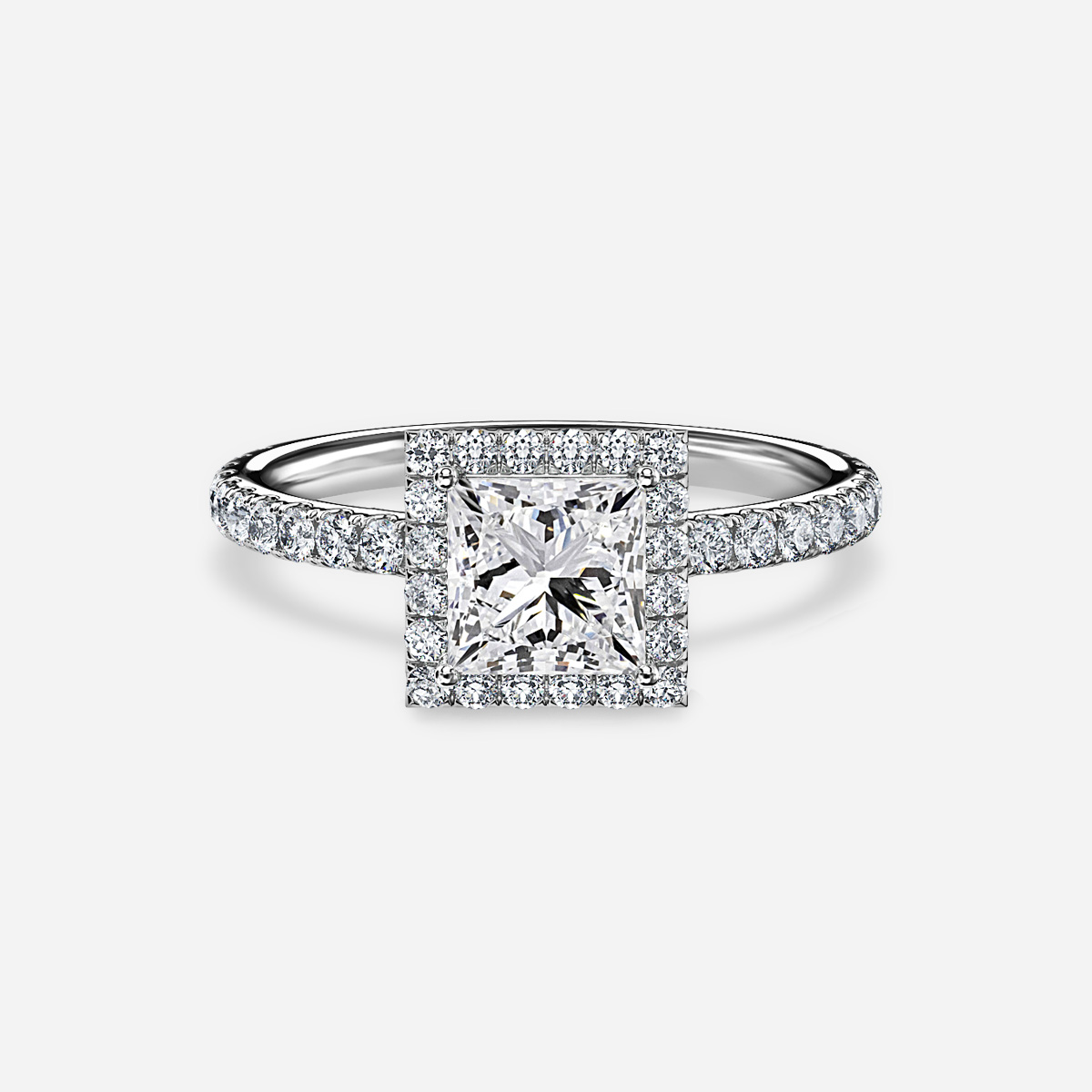 Princess cut floating halo engagement deals rings