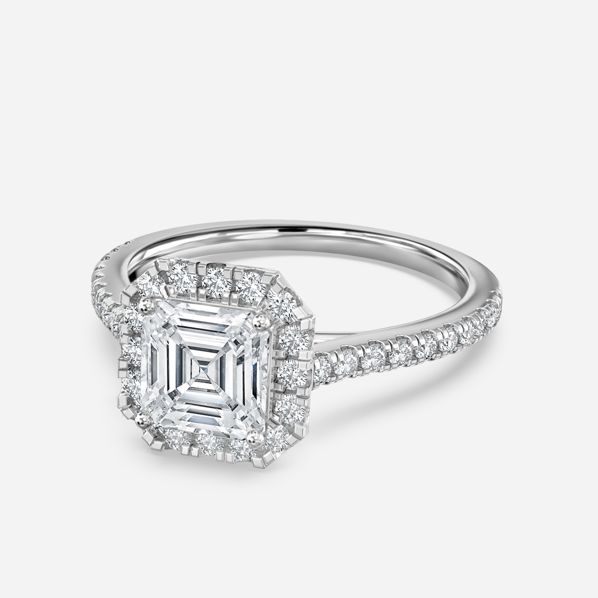 Maya Petite Platinum Halo Engagement Ring