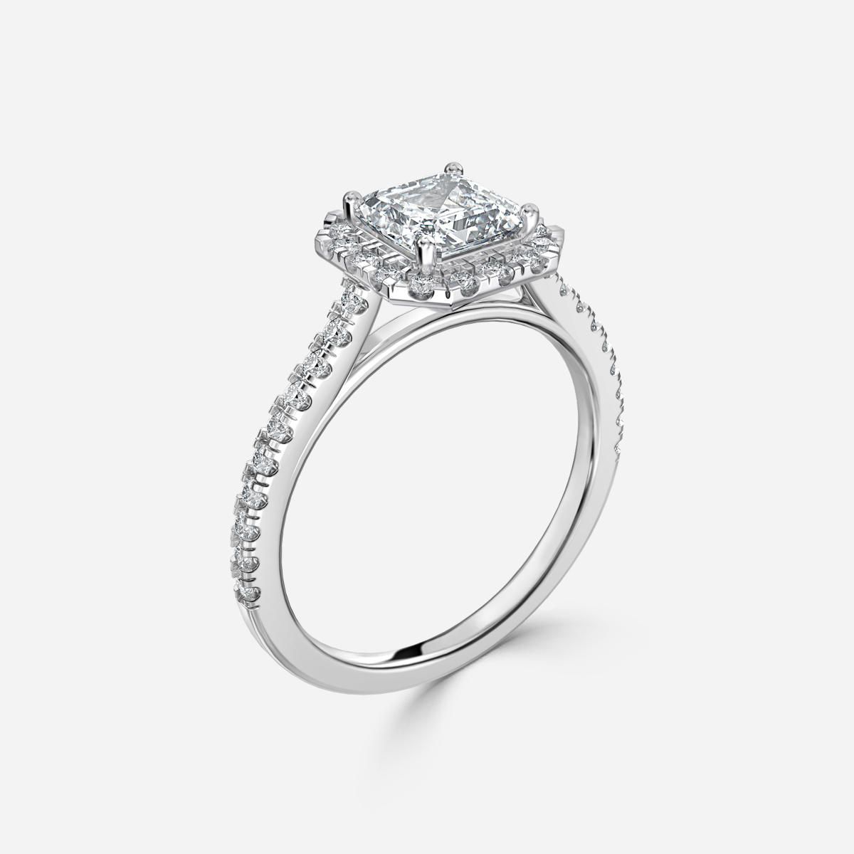 Maya Petite White Gold Halo Engagement Ring