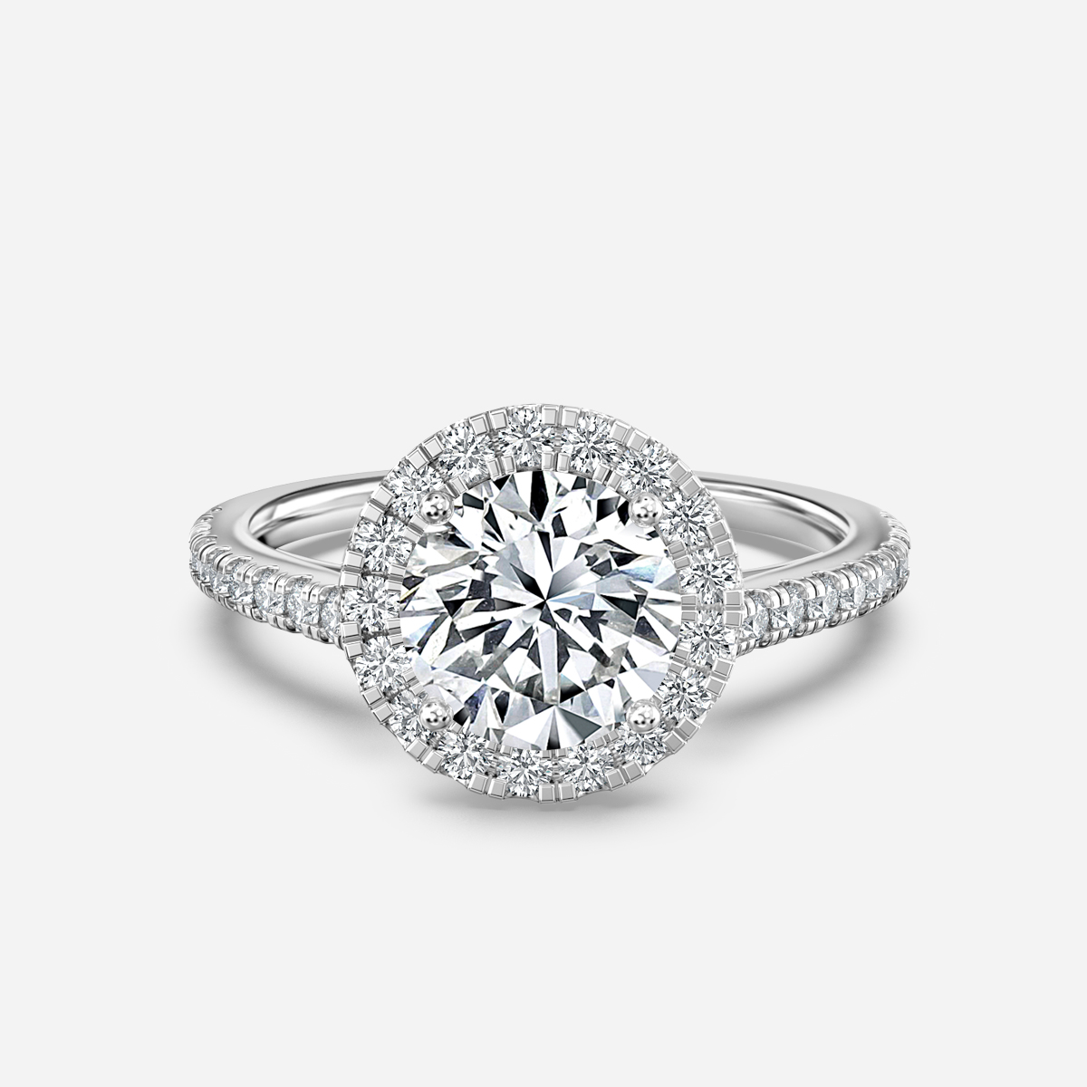 Maya Petite White Gold Halo Engagement Ring