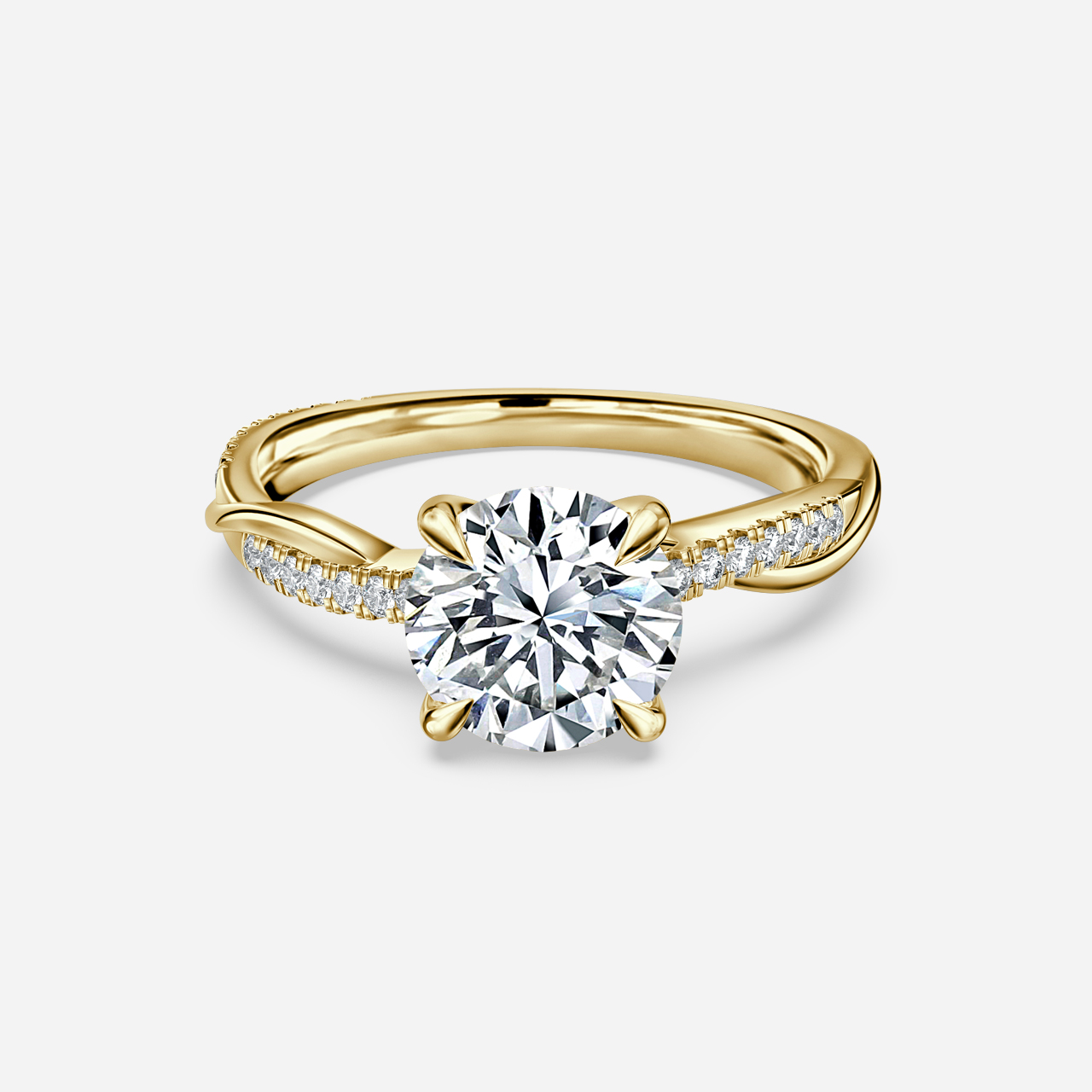 Sahana Yellow Gold Pave Engagement Ring