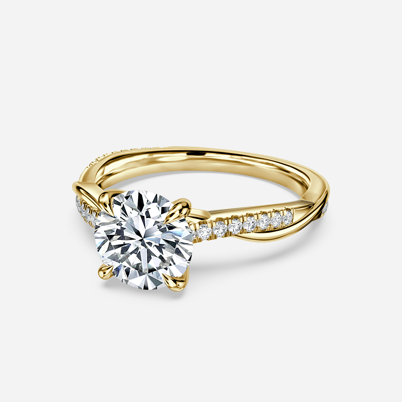 Sahana Yellow Gold Pave Engagement Ring