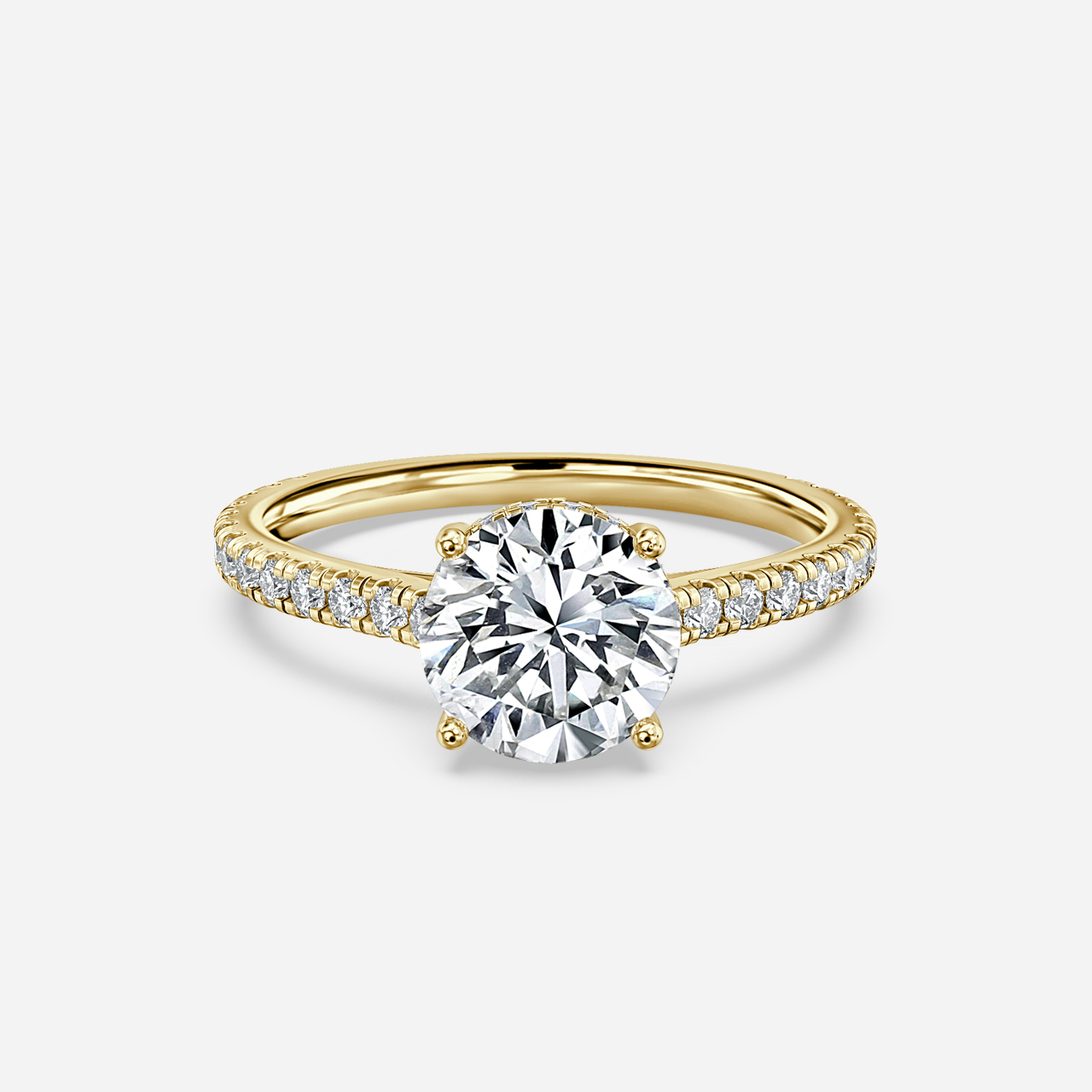 Aalia Yellow Gold Pave Engagement Ring Flawless Fine Jewellery London