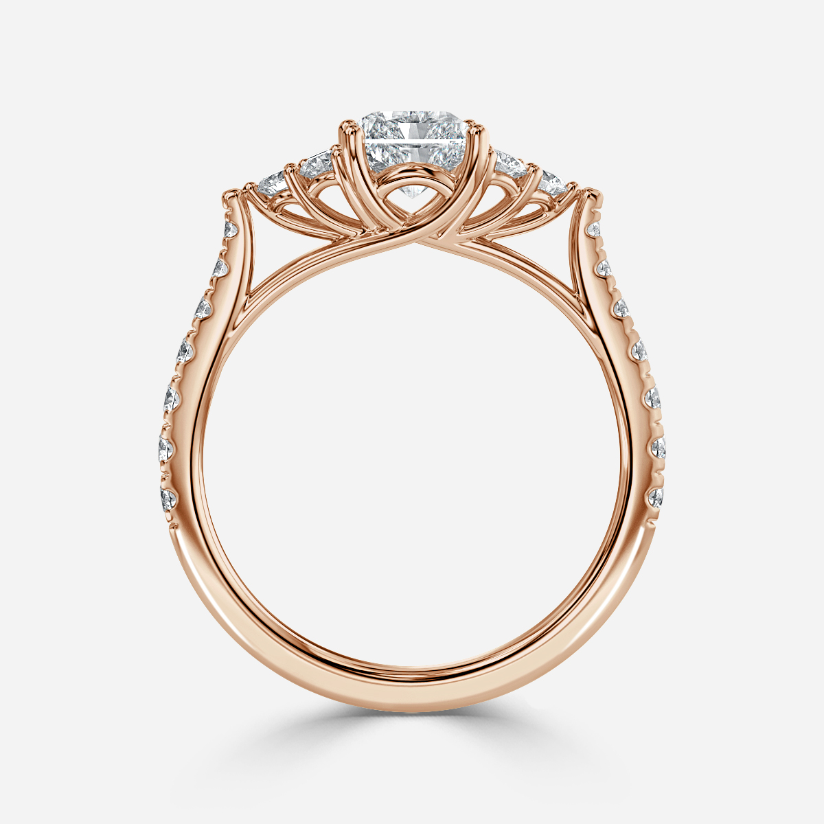 Mithrial Rose Gold Trilogy Engagement Ring
