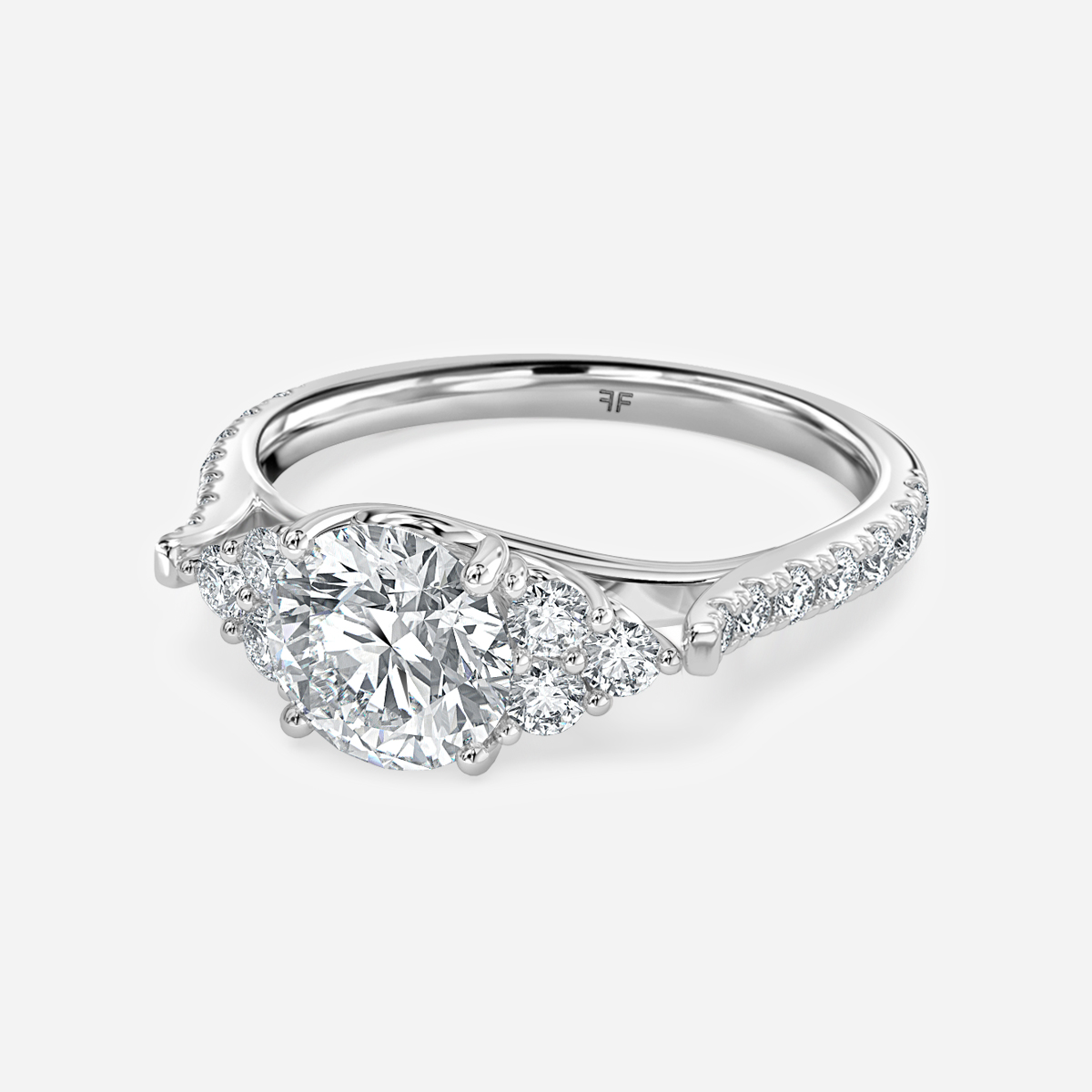 Mithrial White Gold Trilogy Engagement Ring