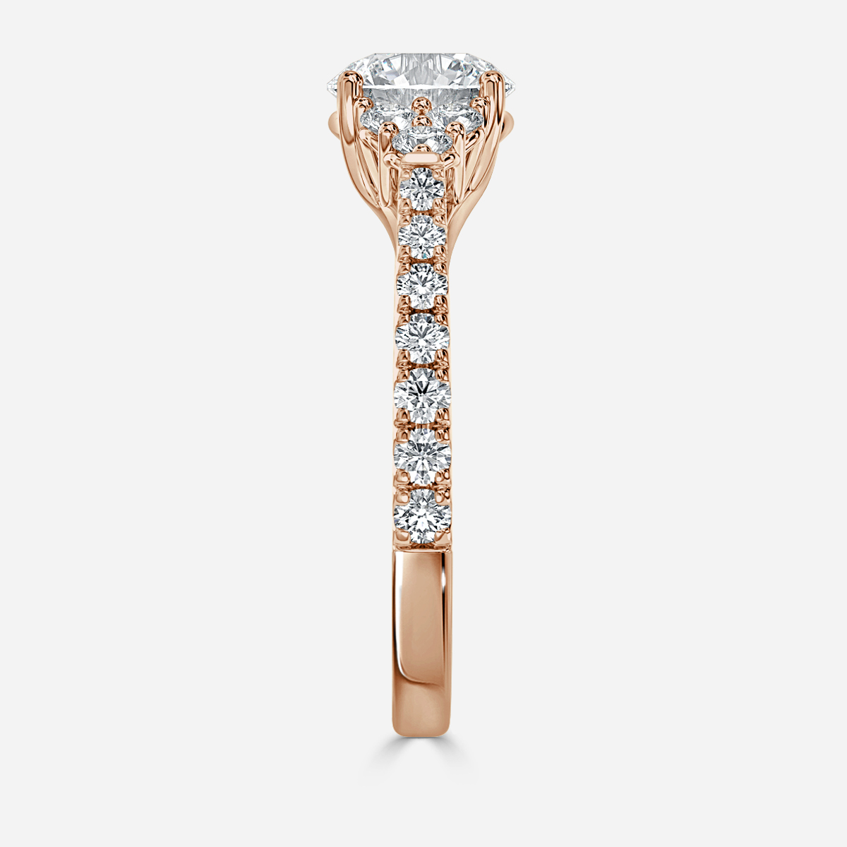 Mithrial Rose Gold Trilogy Engagement Ring