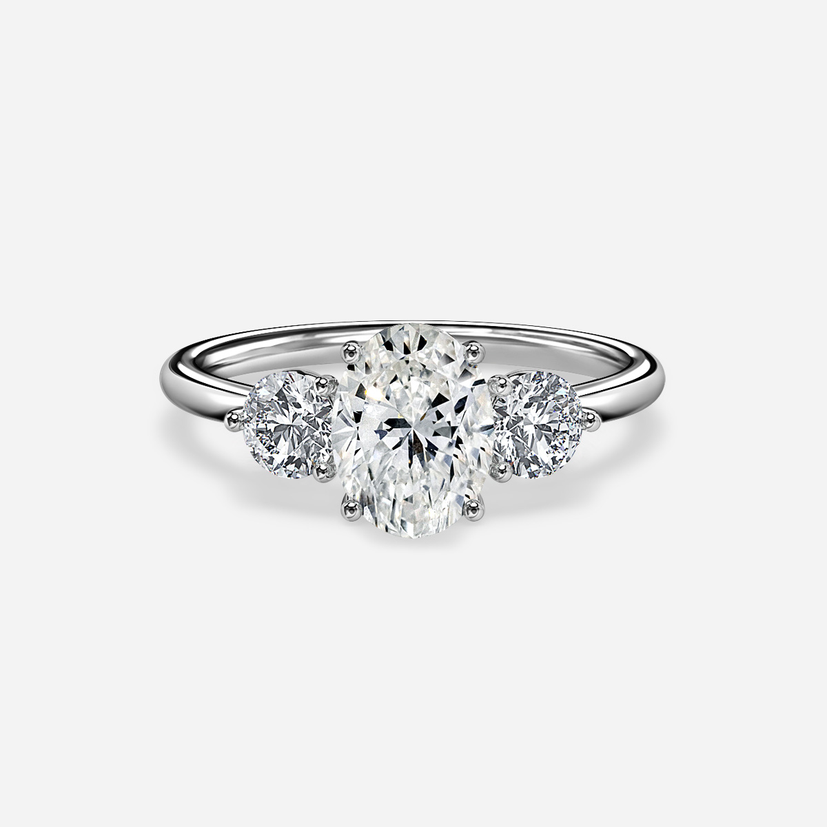 Oval engagement ring store with side stones