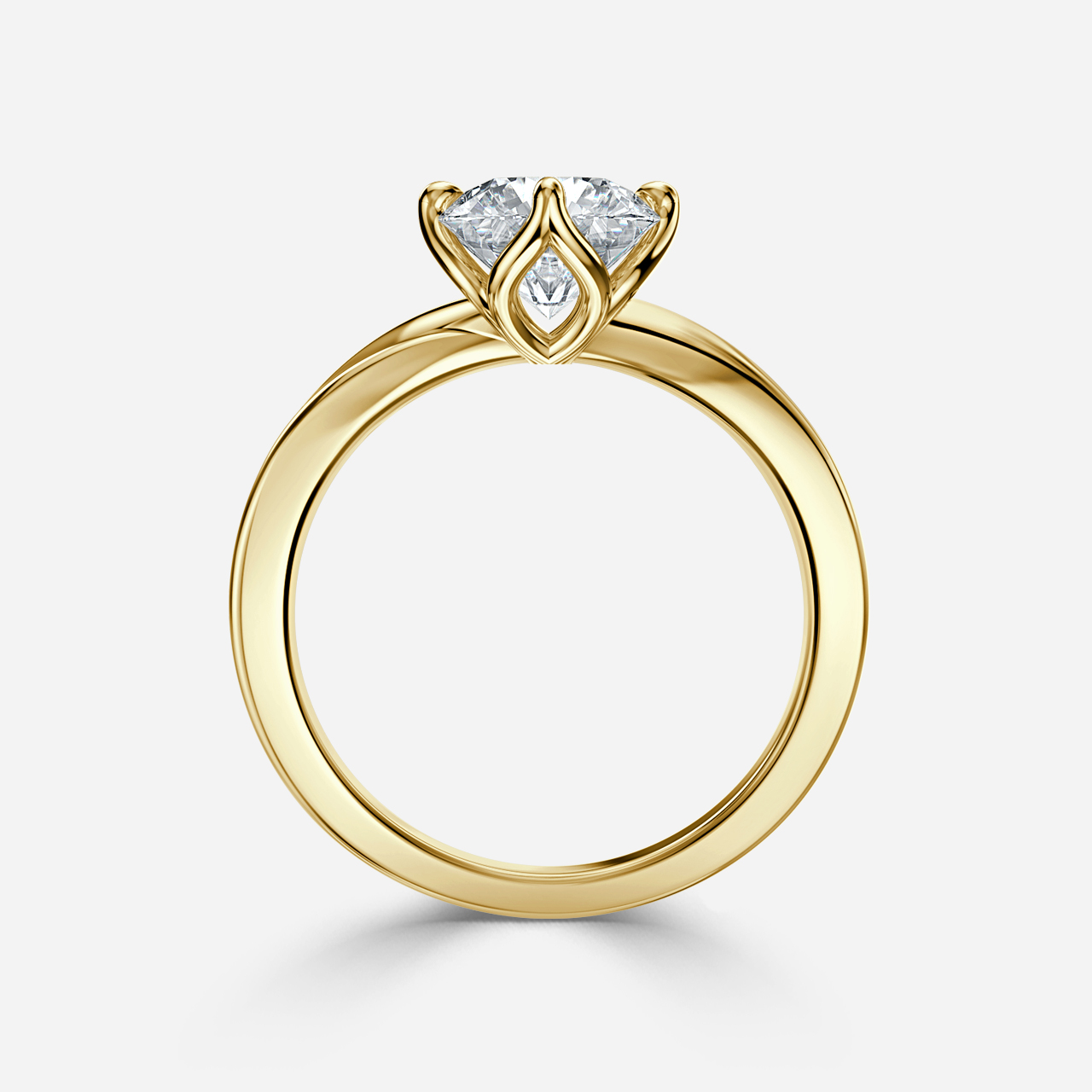 Vri Yellow Gold Flower Engagement Ring
