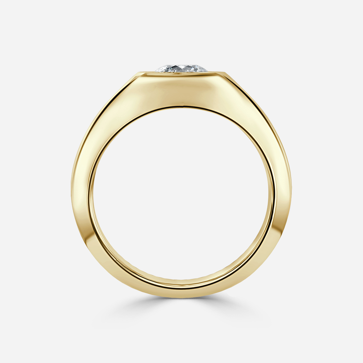 Bezel Set Men's Engagement Ring In Yellow Gold