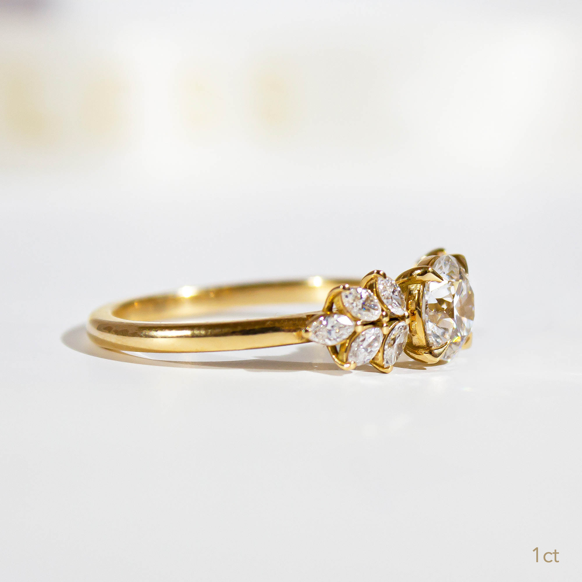 Anastasia Yellow Gold Trilogy Engagement Ring - Flawless Fine