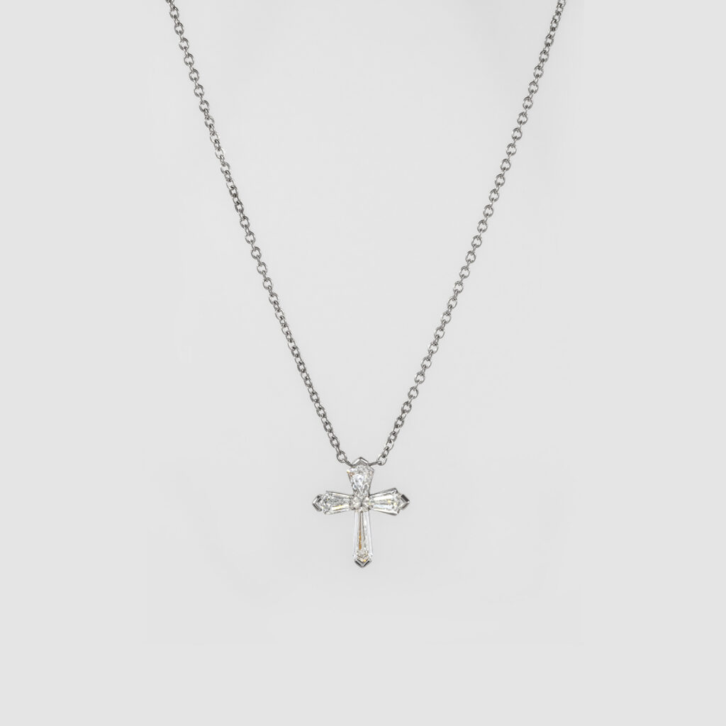 Diamond Cross Pendant In White Gold