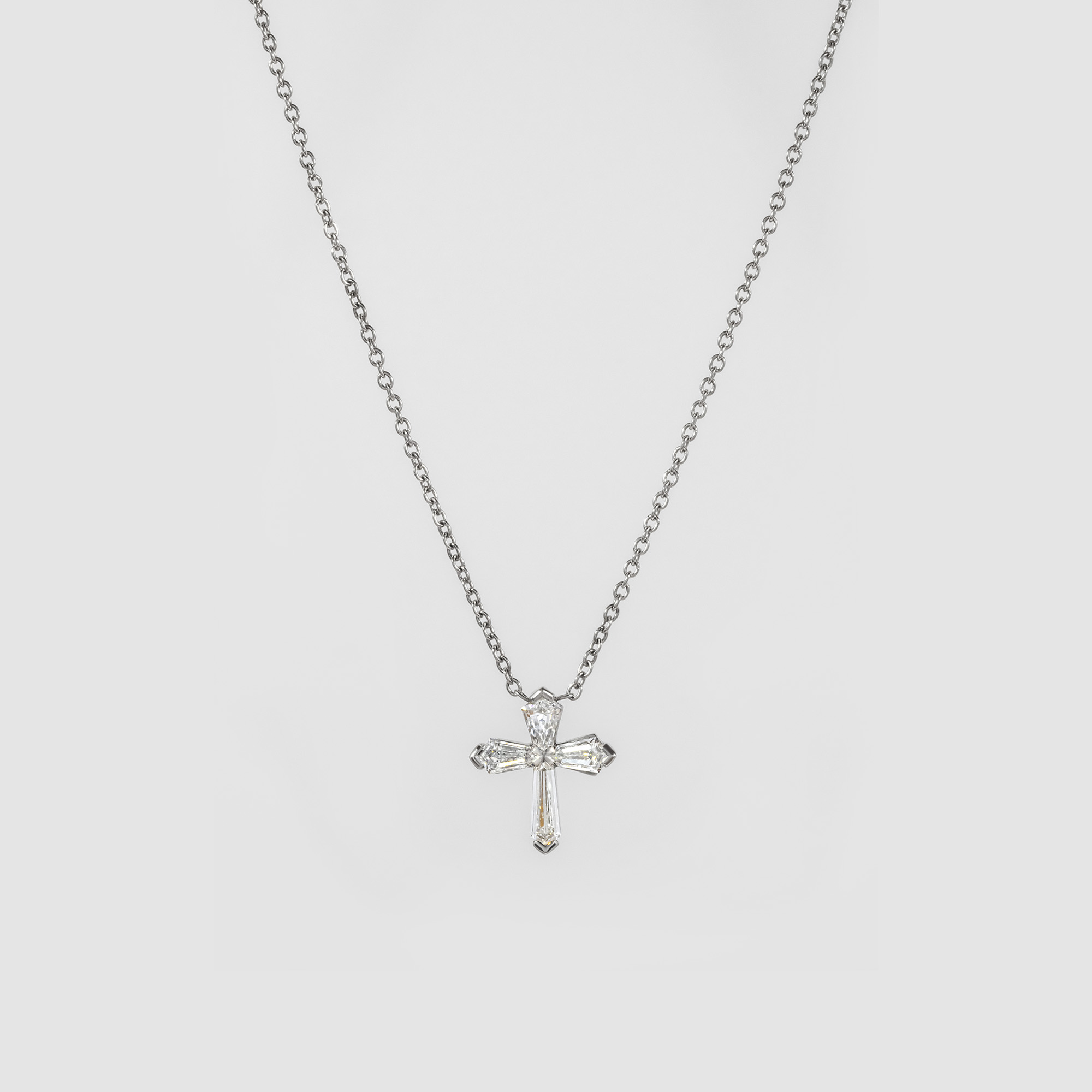 Diamond Cross Pendant In White Gold