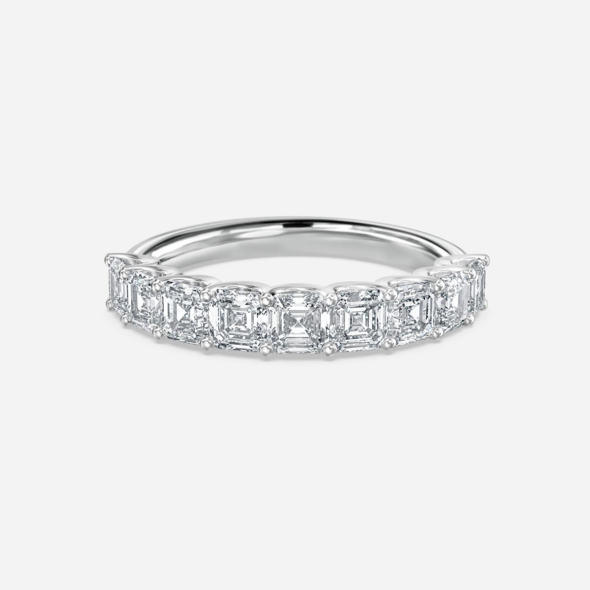 Asscher Diamond Half Eternity Ring In Platinum
