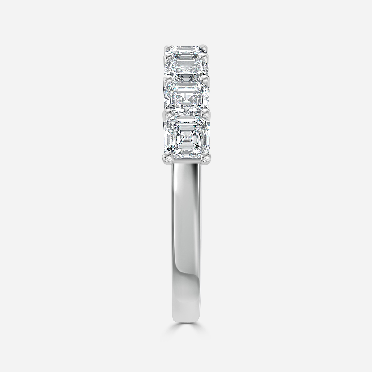Asscher Diamond Half Eternity Ring In White Gold