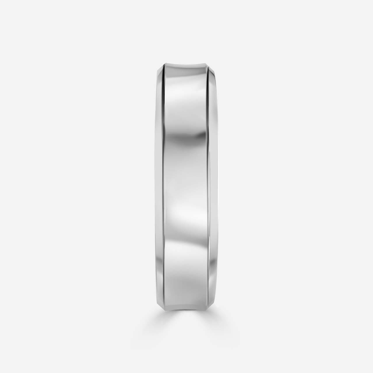Concave Profile Wedding Ring In White Gold
