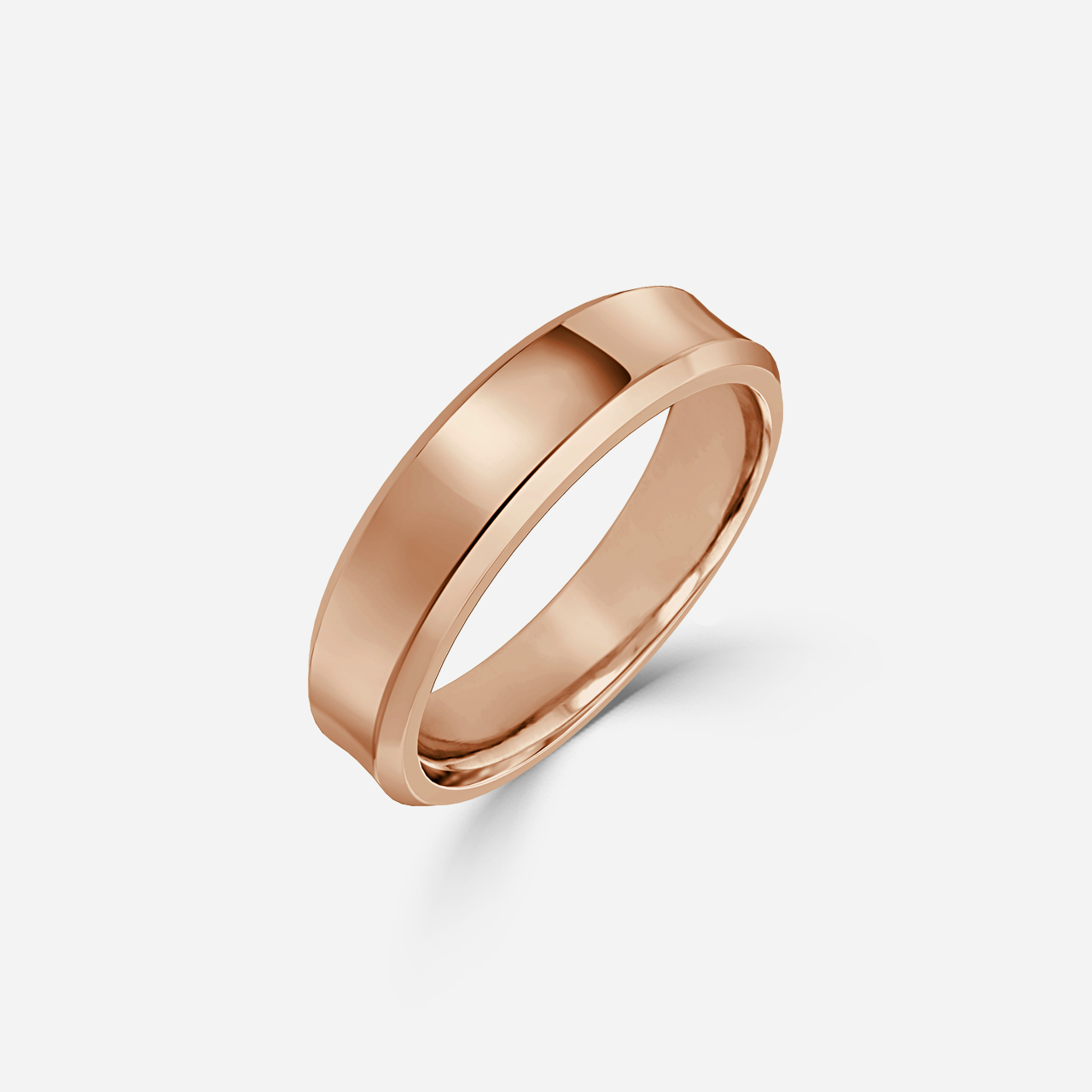 Concave Profile Wedding Ring In Rose Gold