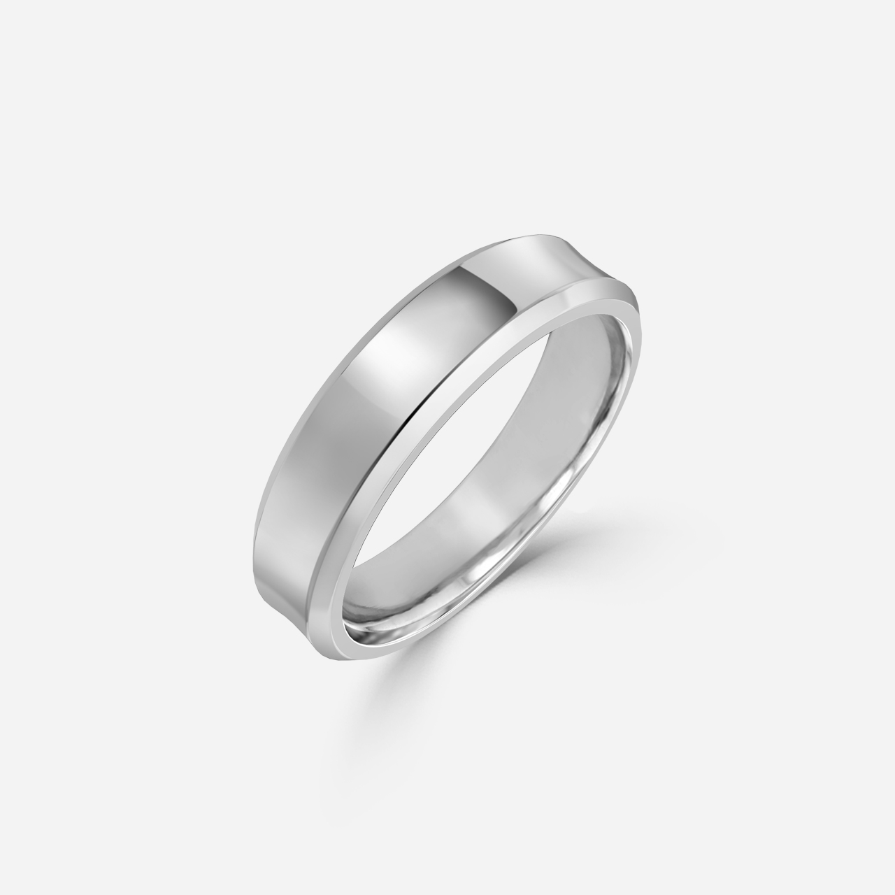 Concave Profile Wedding Ring In White Gold