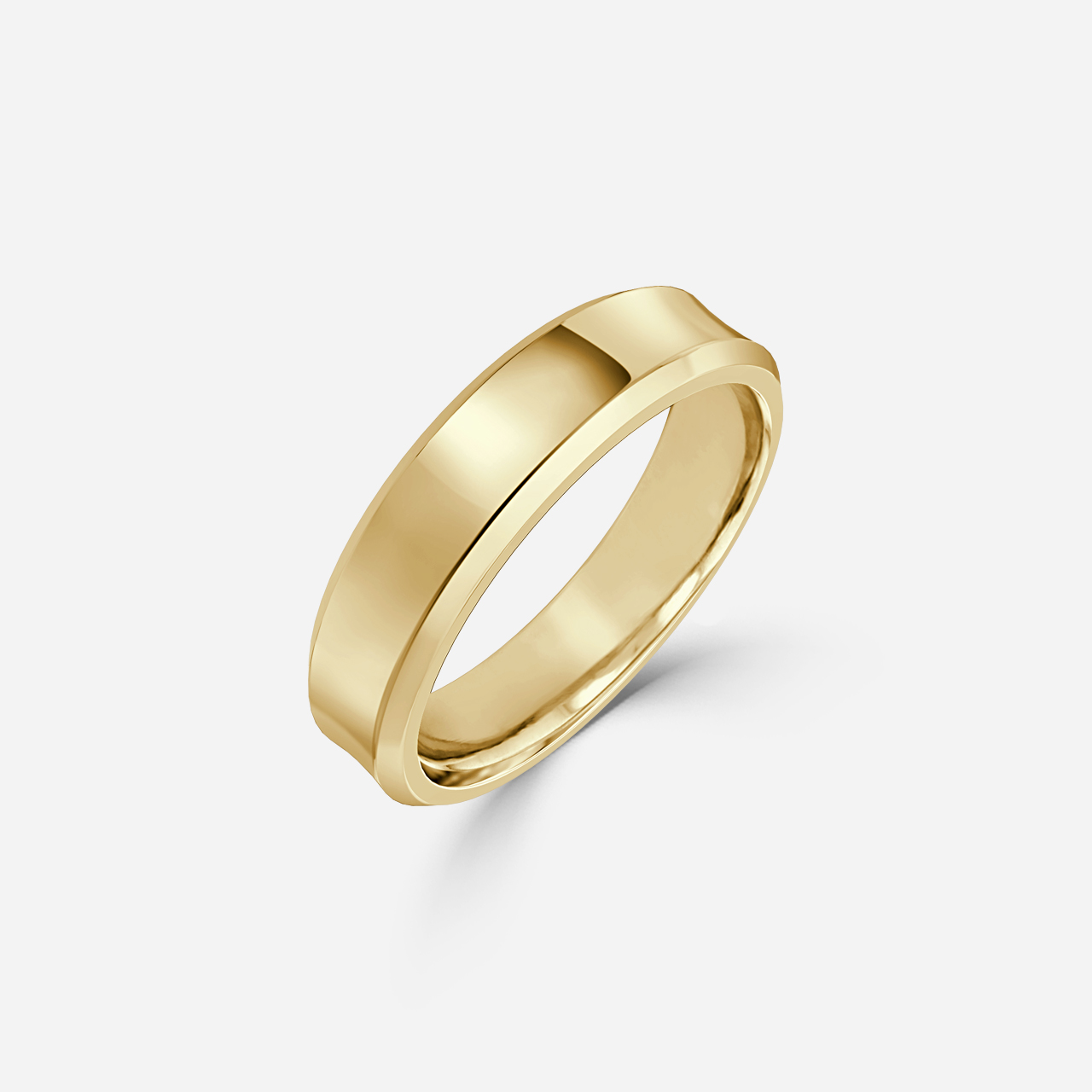 Concave Profile Wedding Ring In Yellow Gold