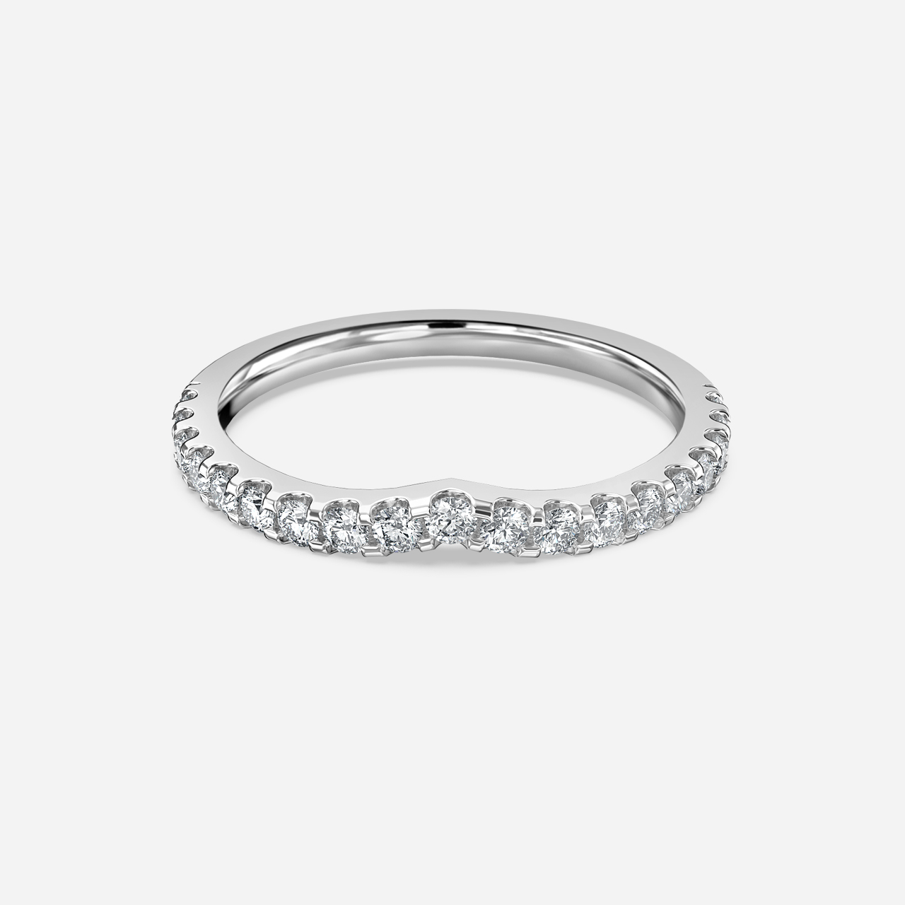 Curved Claw Set Platinum Wedding Ring