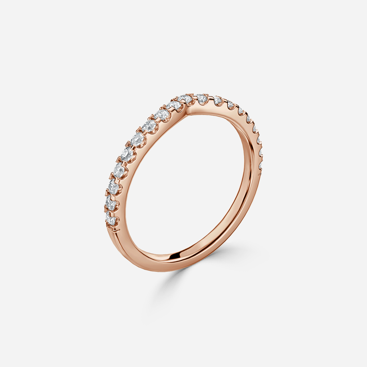 Curved Claw Set Rose Gold Wedding Ring