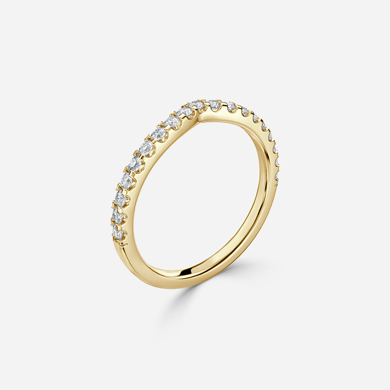 Curved Claw Set Yellow Gold Wedding Ring