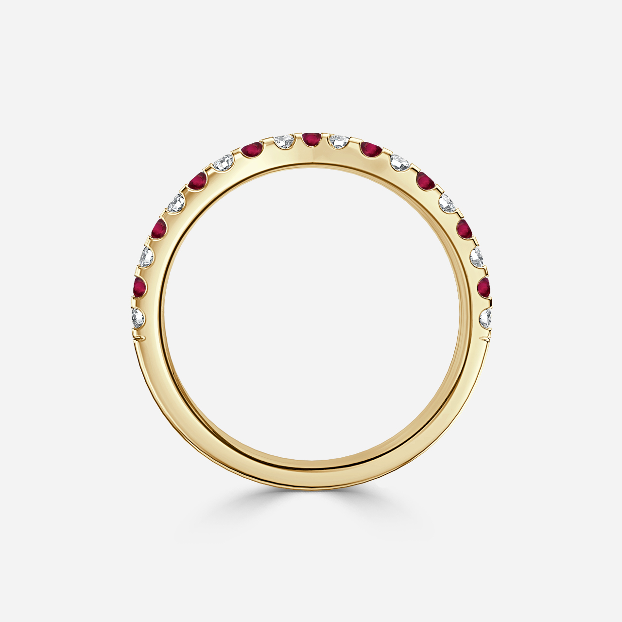 Curved Yellow Gold Claw Set With Diamond And Rubby