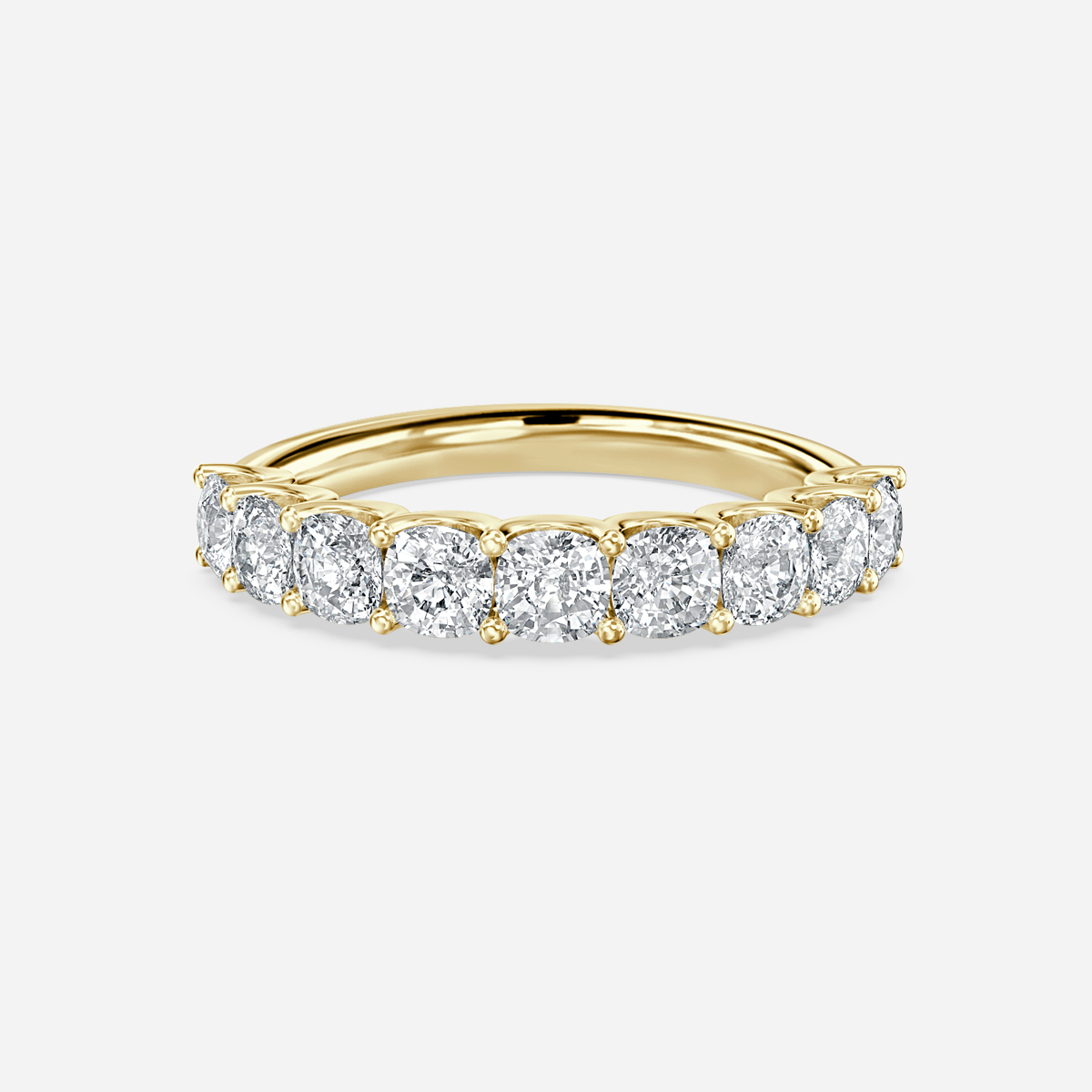 Cushion Diamond Half Eternity Ring In Yellow Gold