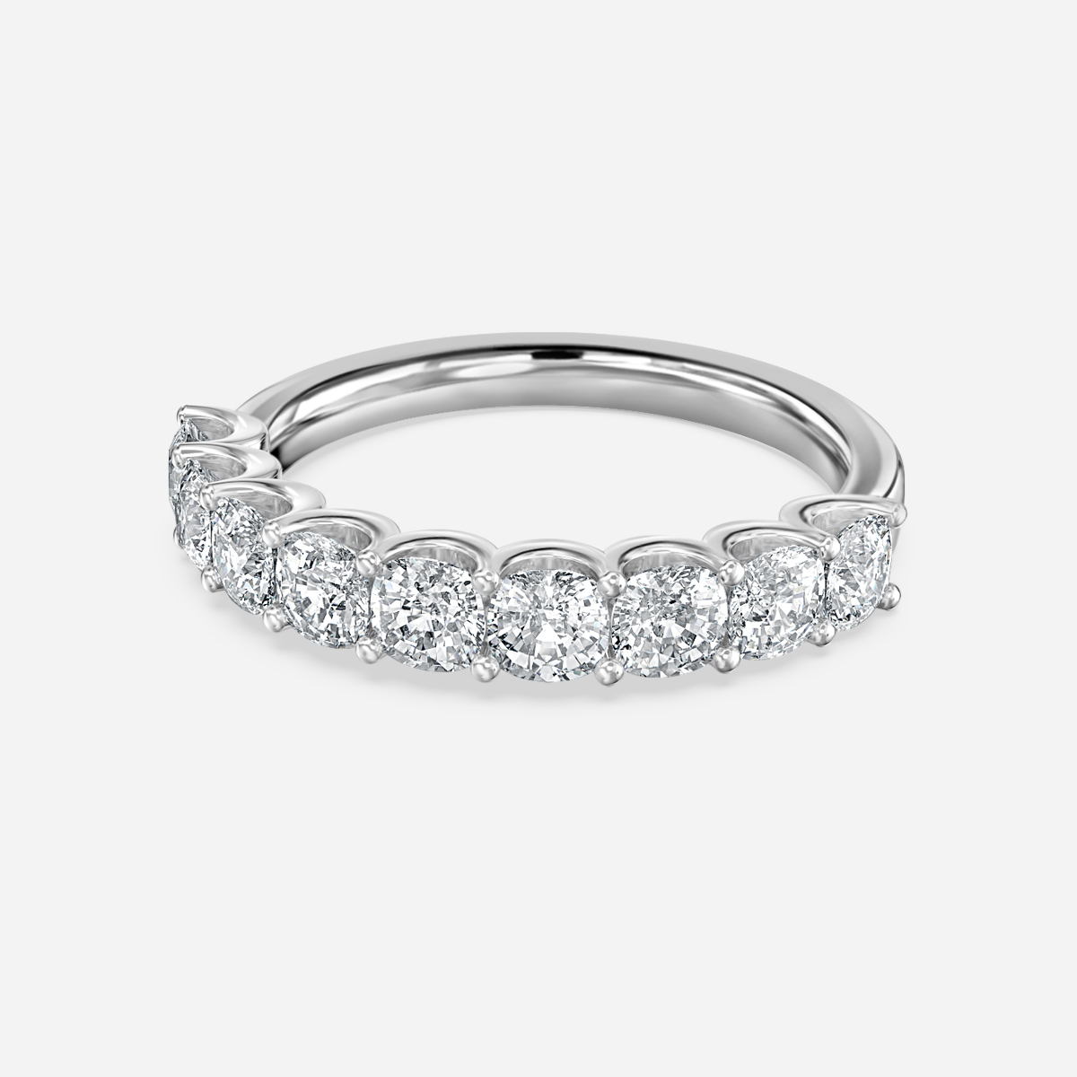 Cushion Diamond Half Eternity Ring In White Gold
