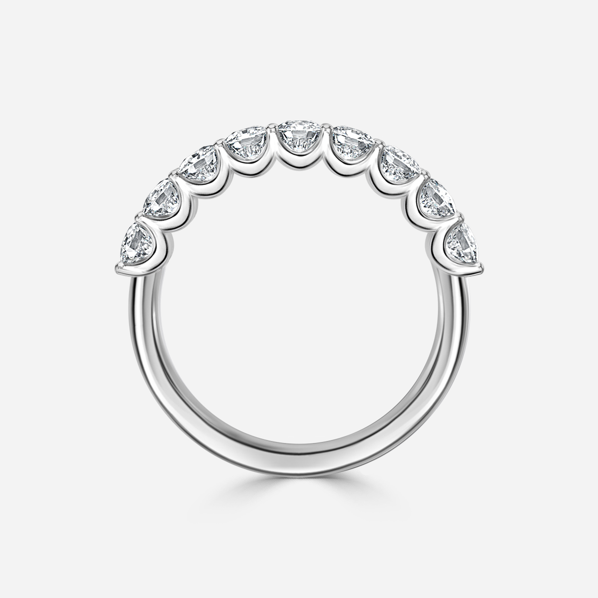 Cushion Diamond Half Eternity Ring In Platinum