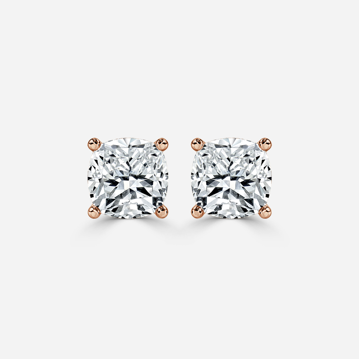 Cushion Diamond Stud Earrings In Rose Gold