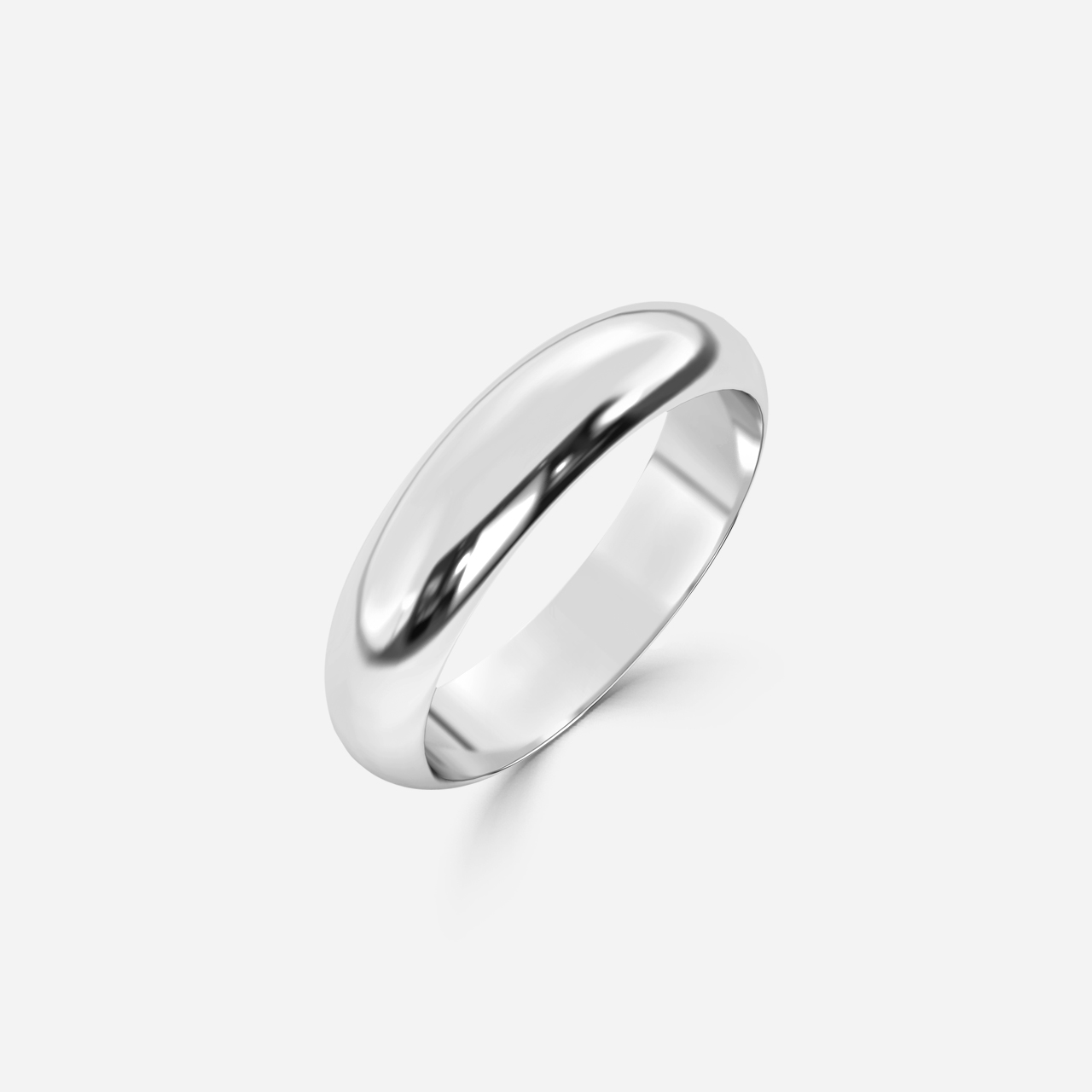 D-Shape Wedding Ring In White Gold