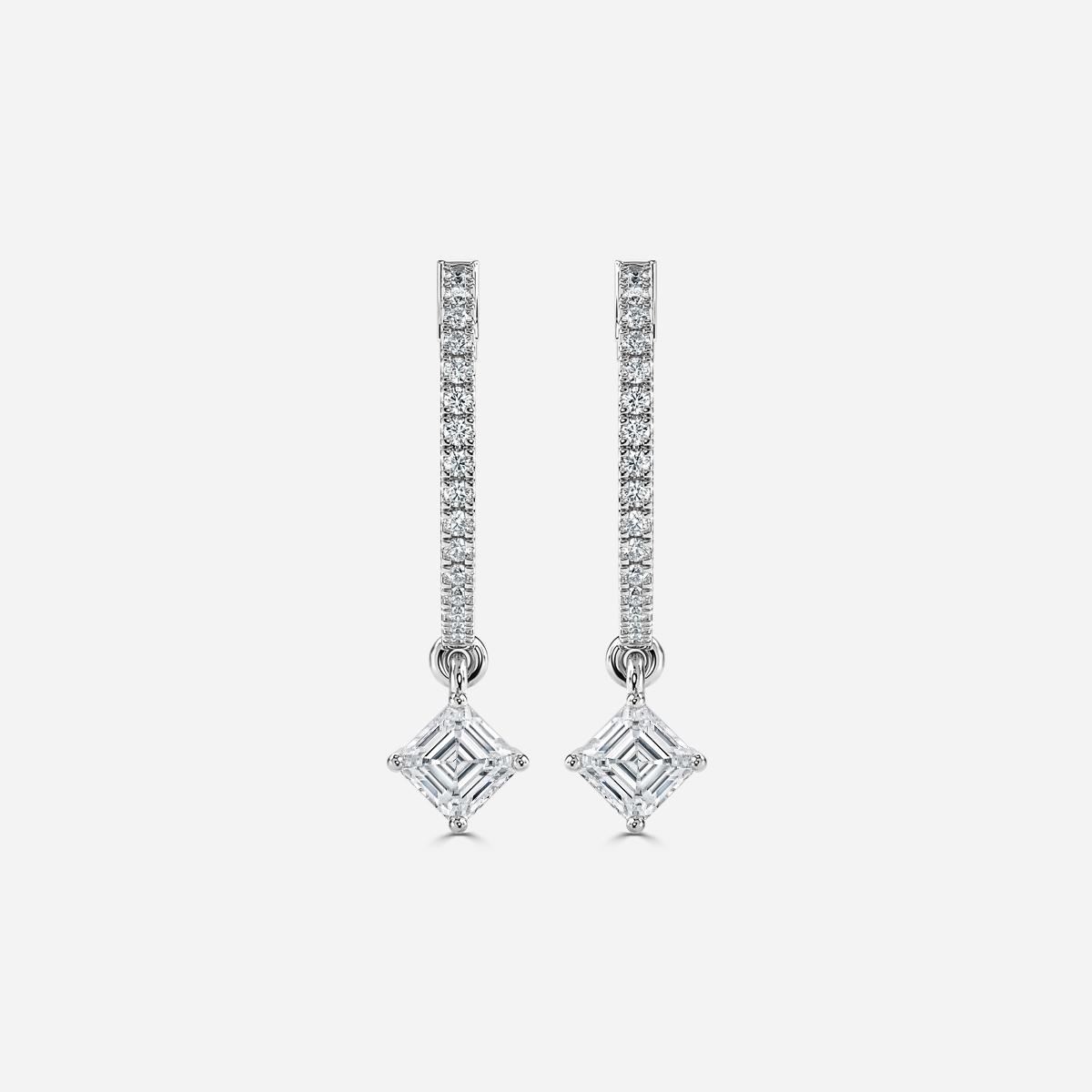 Sia Asscher Hoop Earring In White Gold Flawless Fine Jewellery
