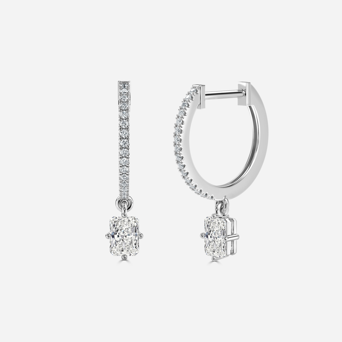 Sia Radiant Hoop Earring In White Gold