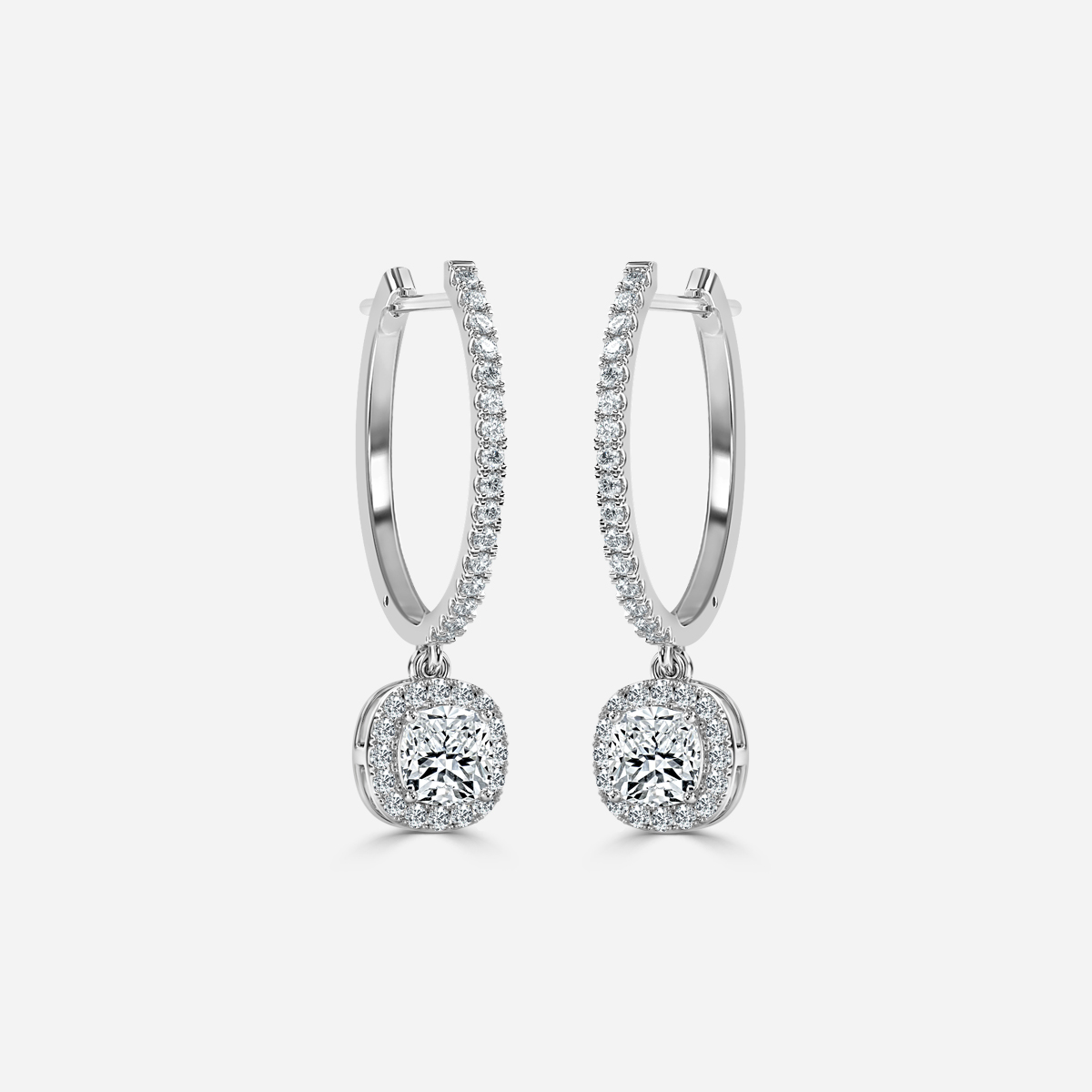 Rosée Cushion Earring In White Gold