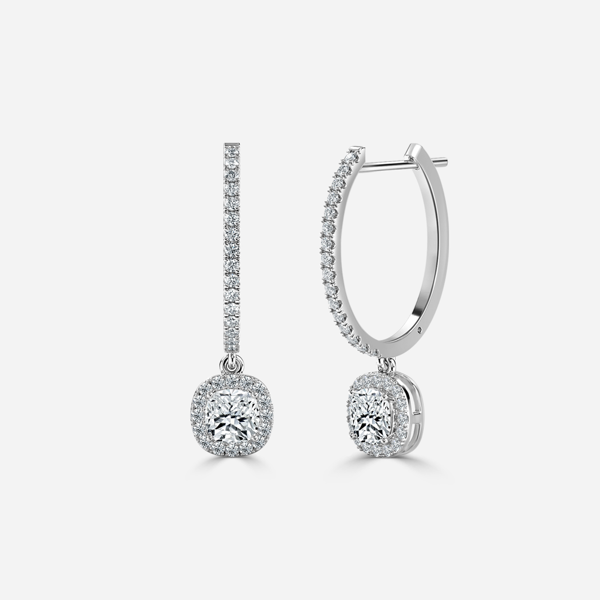 Rosée Cushion Earring In White Gold