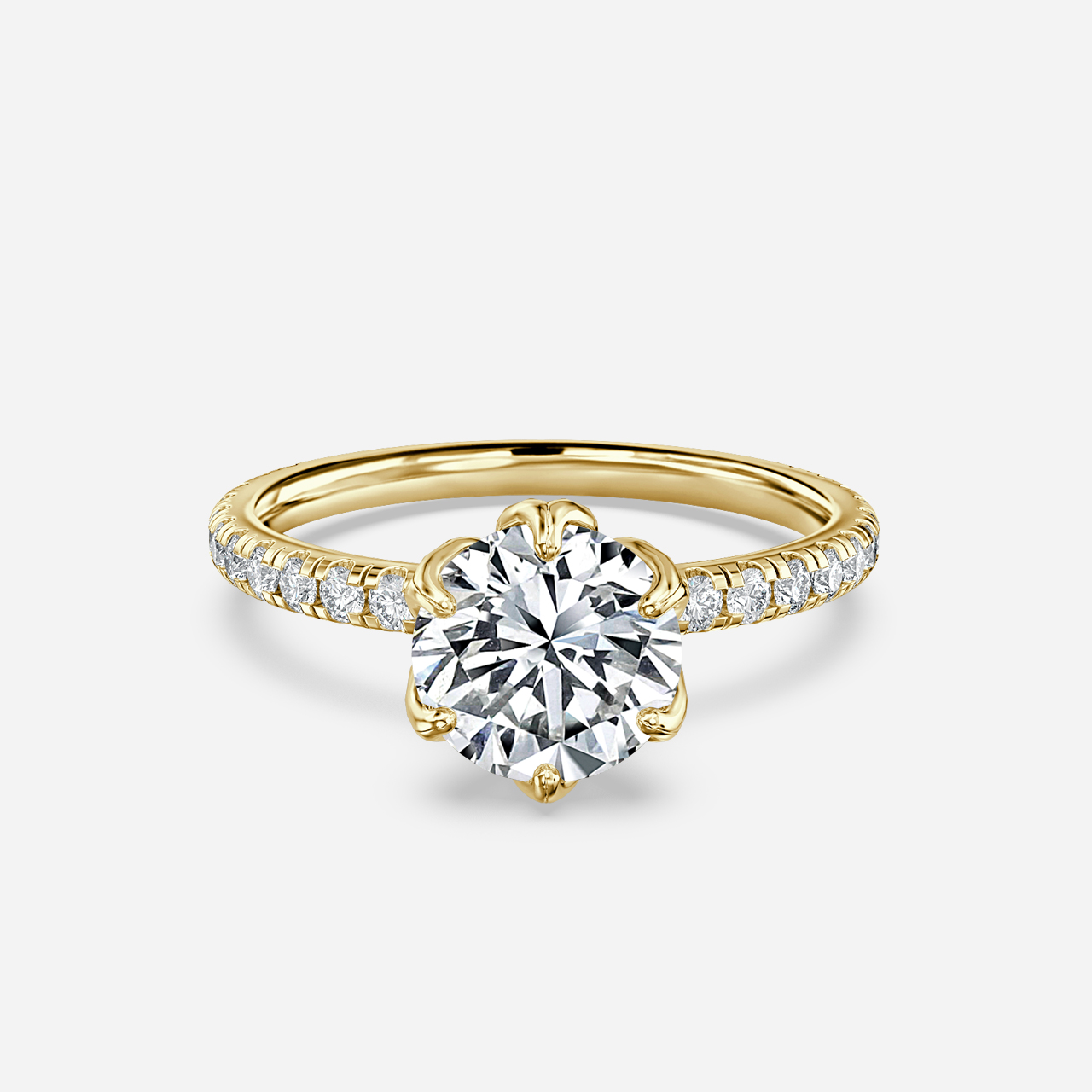 Six Prong Yellow Gold Dainty Engagement Ring