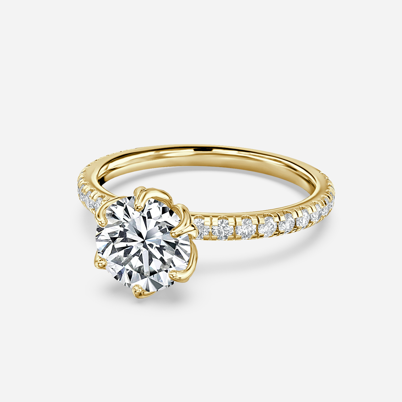 Six Prong Yellow Gold Dainty Engagement Ring
