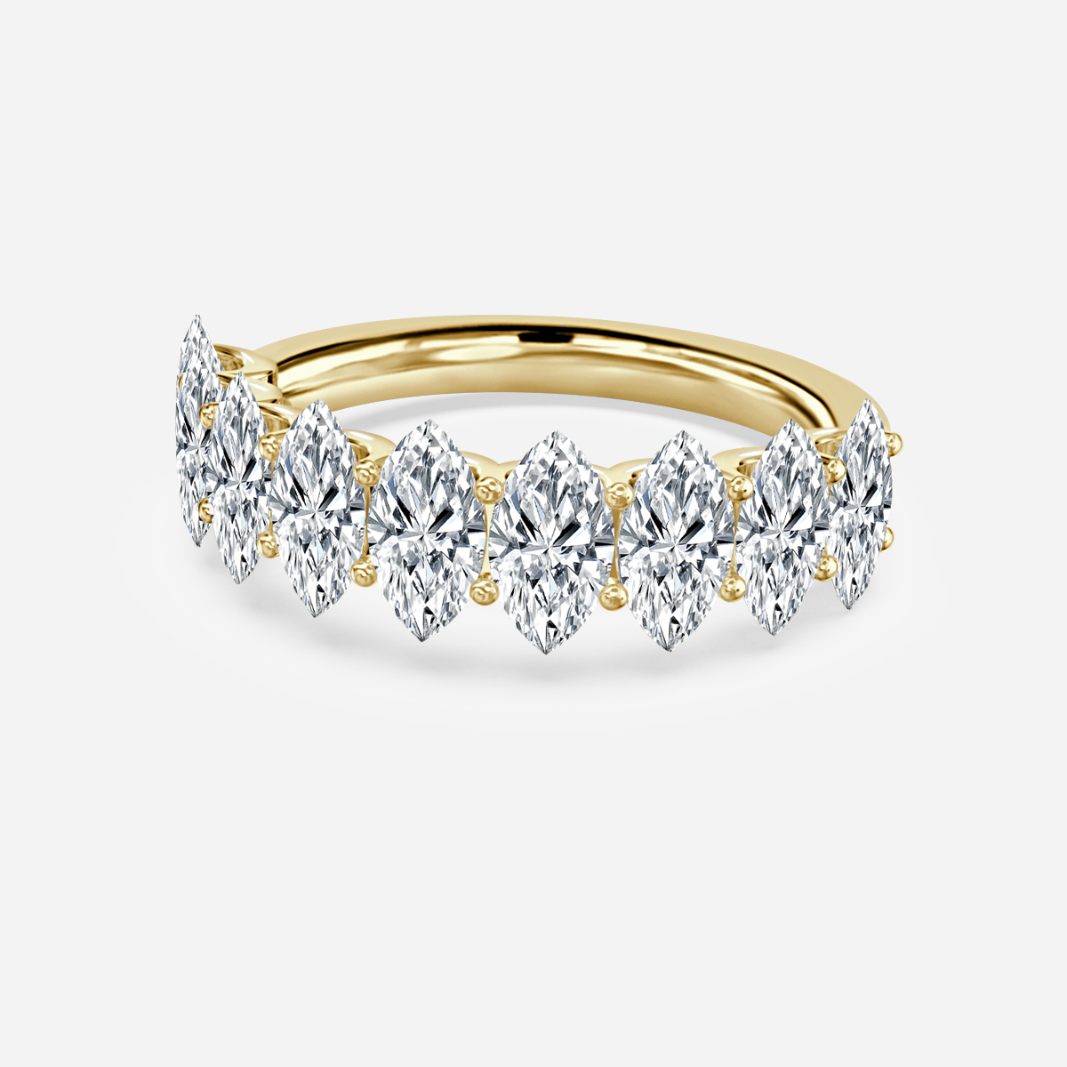 Marquise Diamond Half Eternity Ring In Yellow Gold