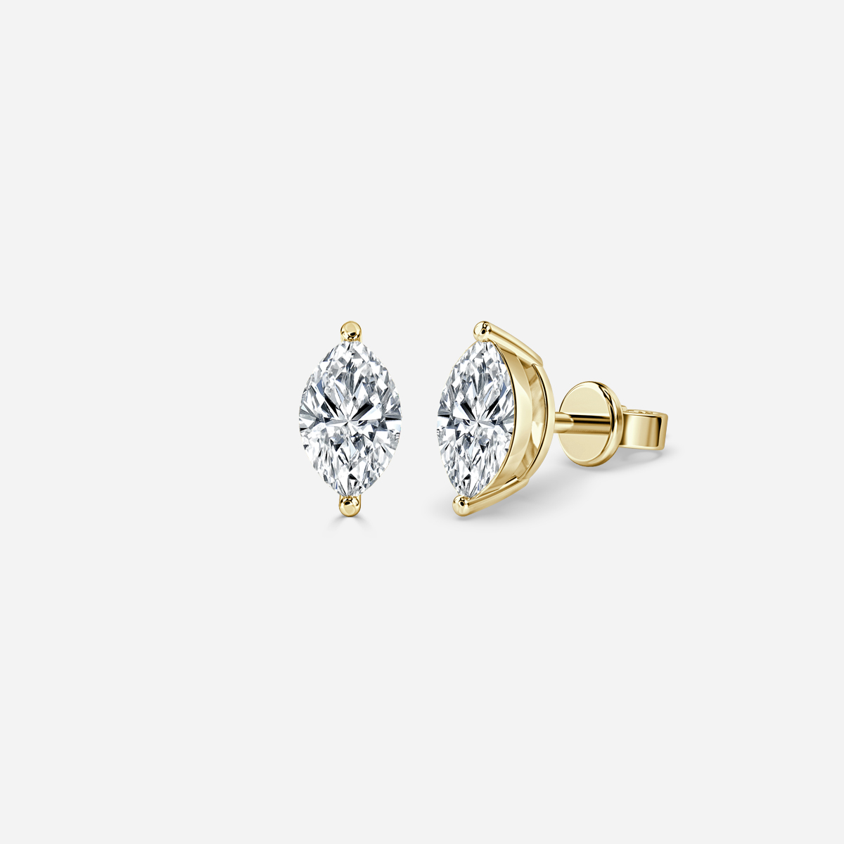 Marquise Diamond Stud Earrings In Yellow Gold