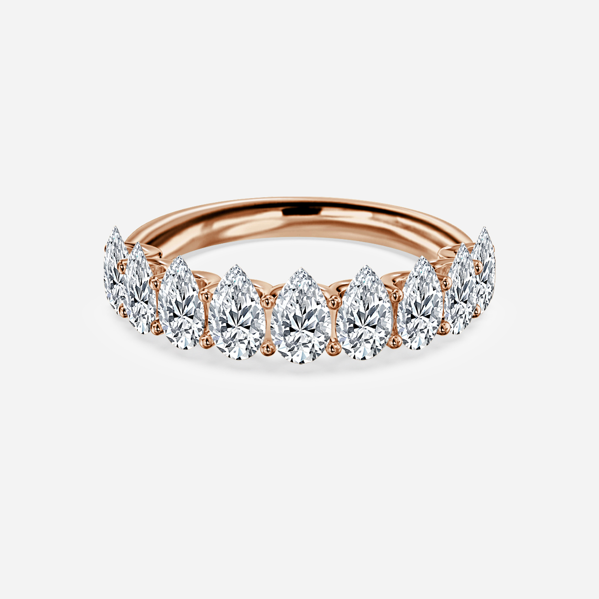 Pear Diamond Half Eternity Ring In Rose Gold
