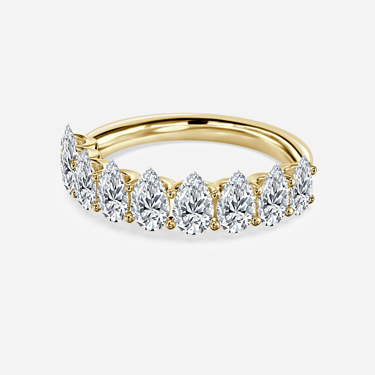 Pear Diamond Half Eternity Ring In Yellow Gold