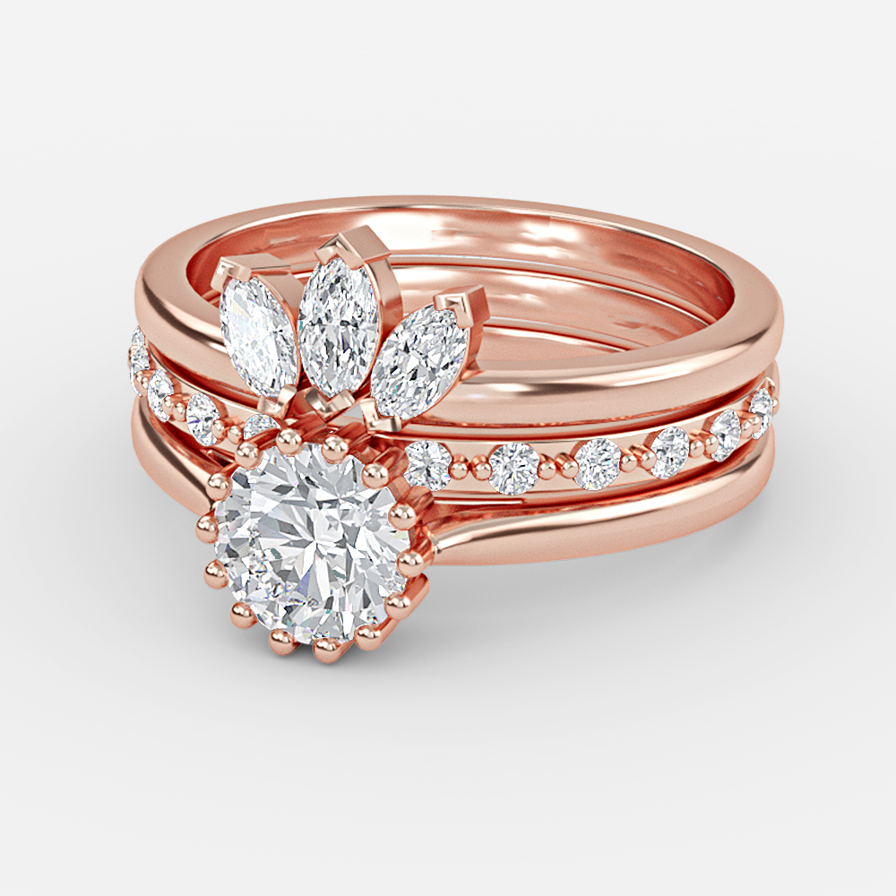 Marquise Half Eternity Wedding Ring In Rose Gold